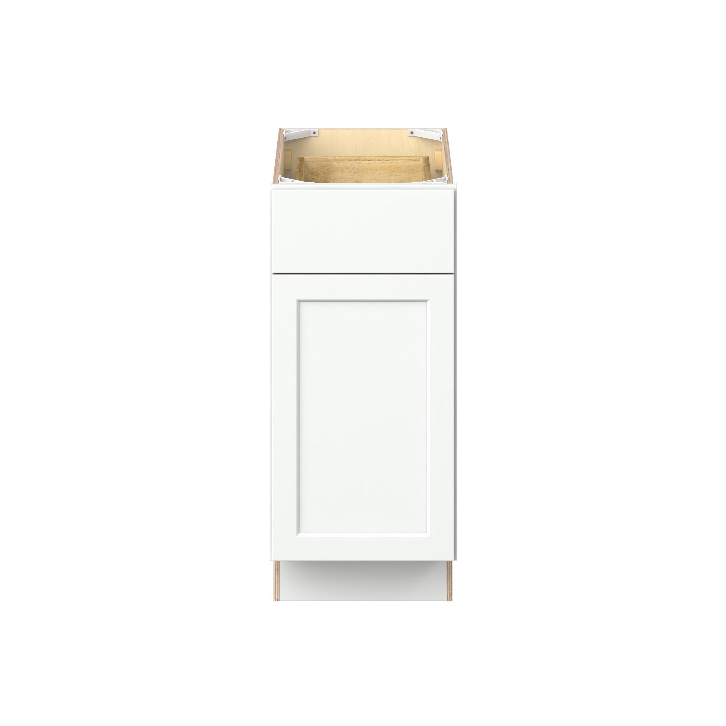 Baxley 15 in. Painted Pure White Door and Drawer Base Cabinet - Right Door Hinge