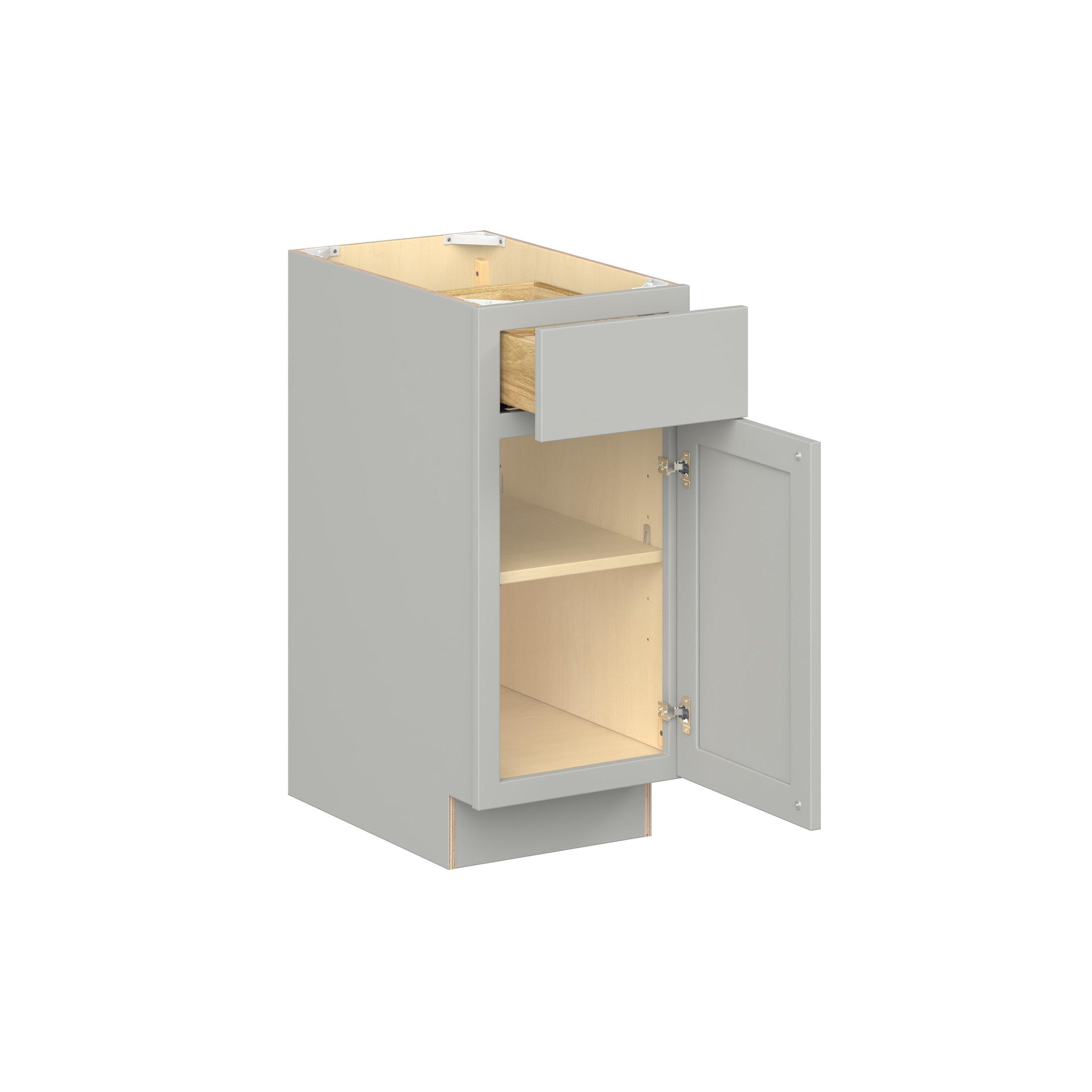 Baxley 15 in. Painted Whisper Gray Door and Drawer Base Cabinet - Right Door Hinge