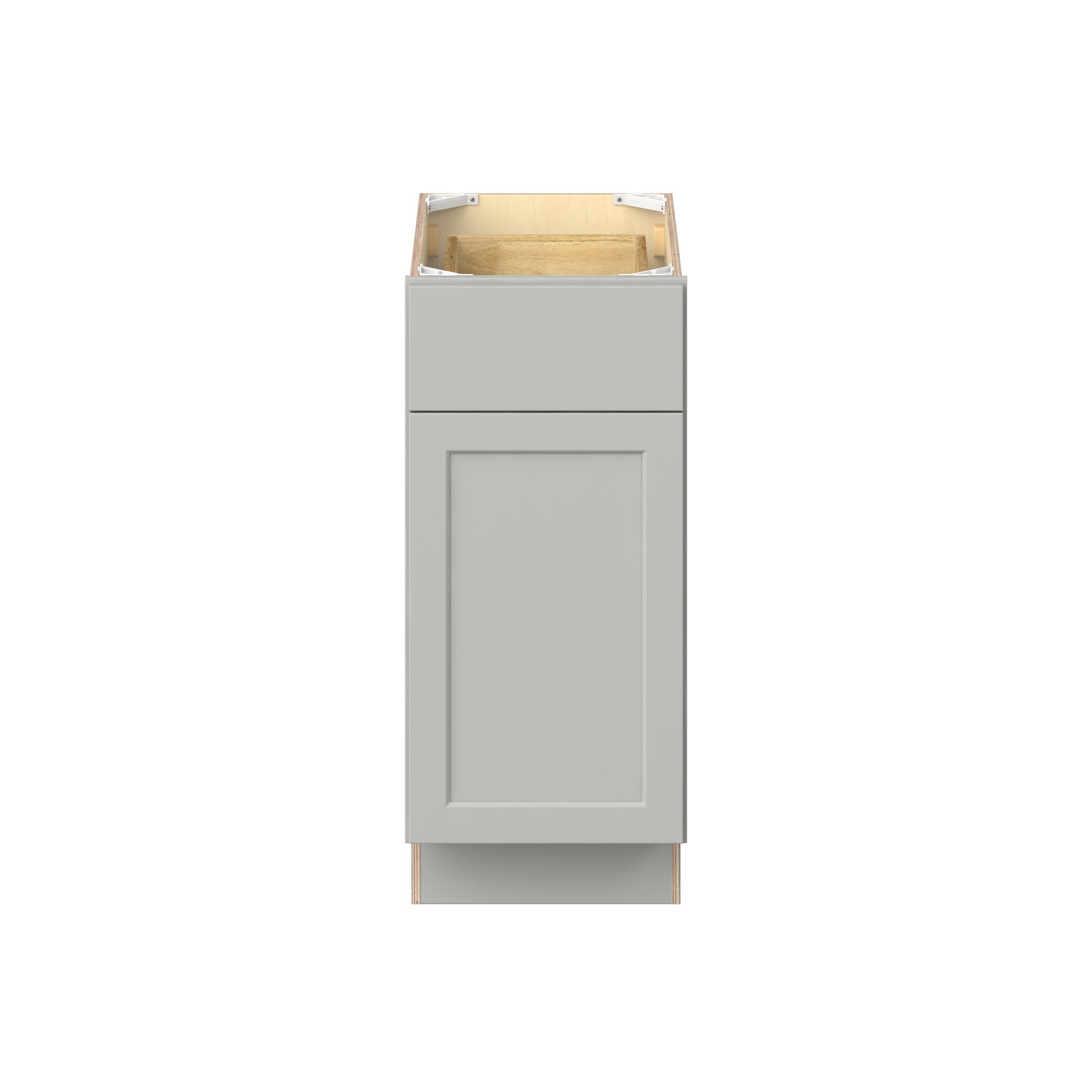 Baxley 15 in. Painted Whisper Gray Door and Drawer Base Cabinet - Right Door Hinge