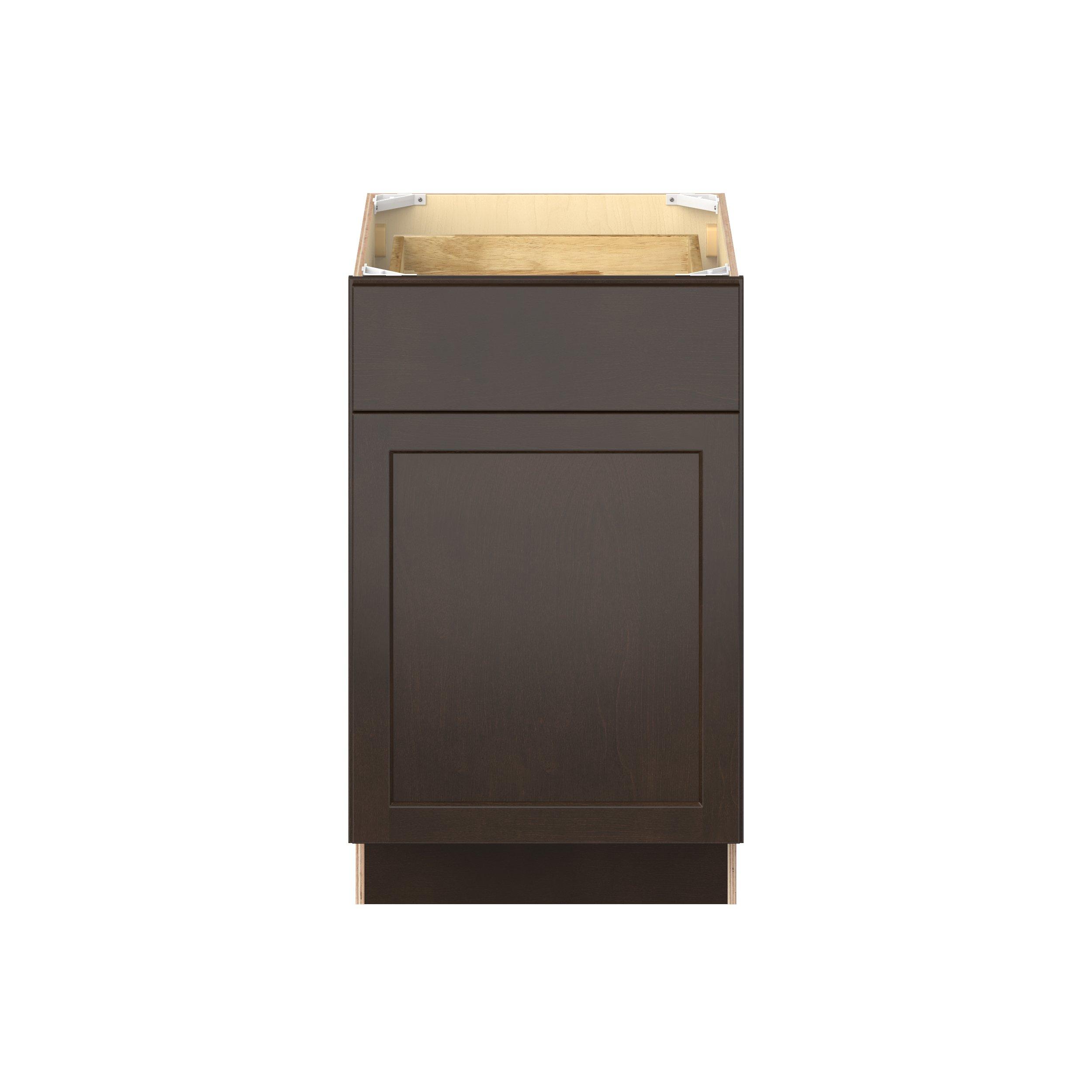 Baxley 21 in. Stained Cocoa Door and Drawer Base Cabinet - Right Door Hinge