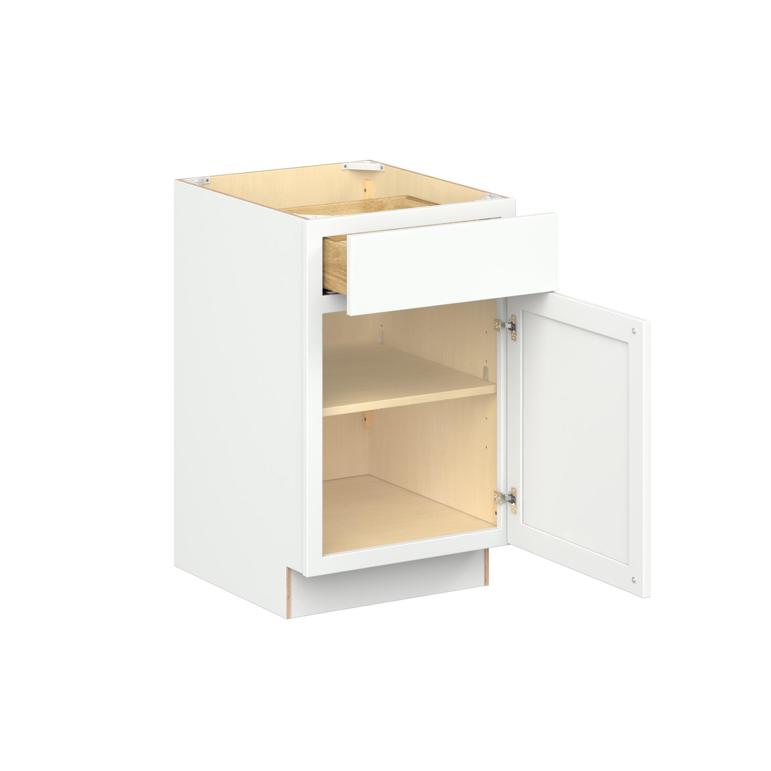 Baxley 21 in. Painted Pure White Door and Drawer Base Cabinet - Right Door Hinge