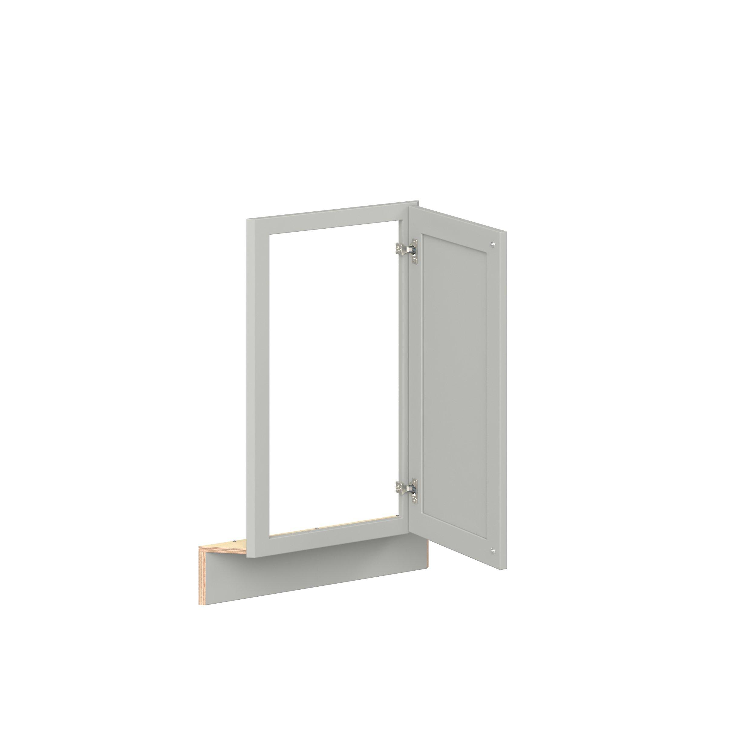 Baxley 36 in. Painted Whisper Gray Angled Corner Base Frame with Door - Right Door Hinge