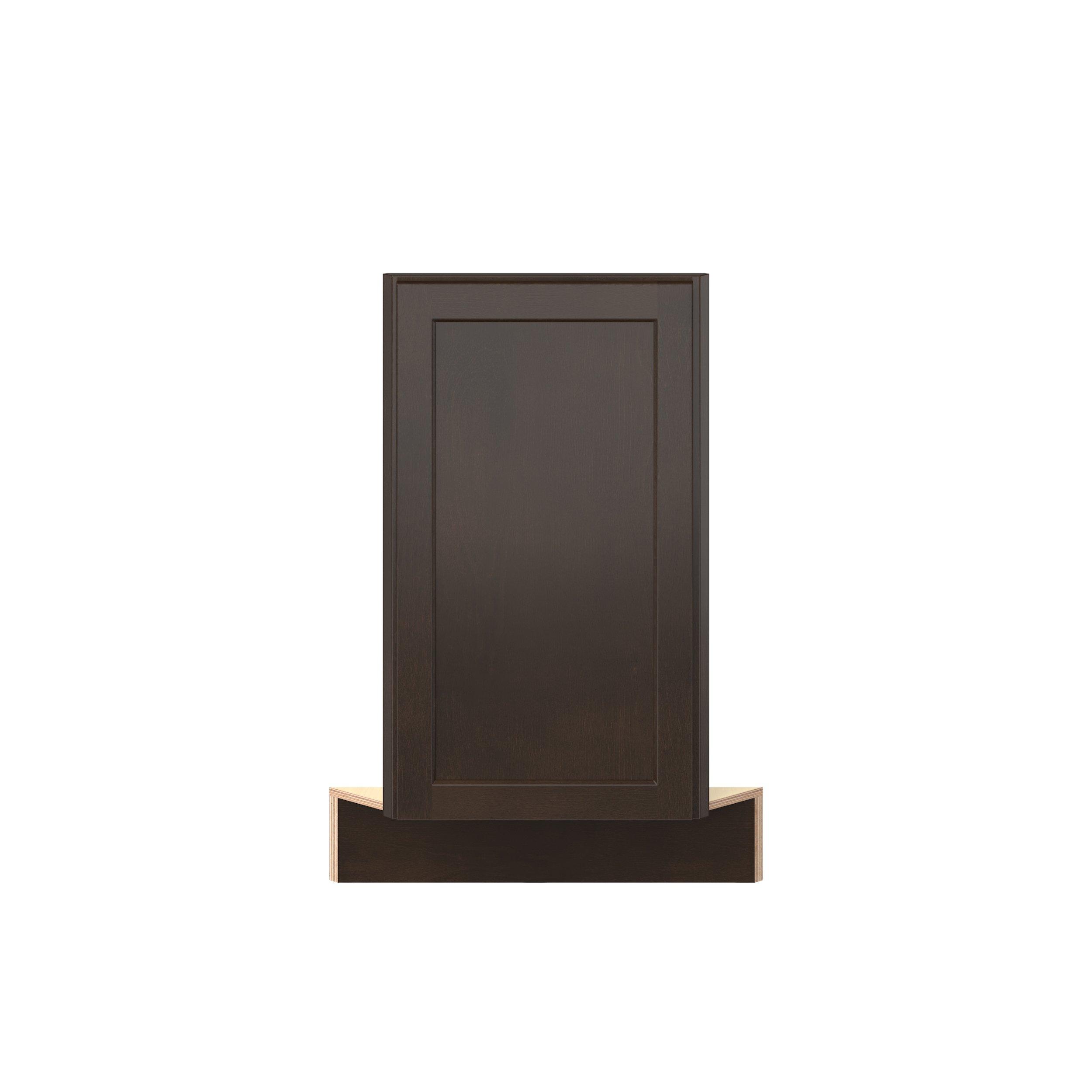 Baxley 36 in. Stained Cocoa Angled Corner Base Frame with Door - Right Door Hinge