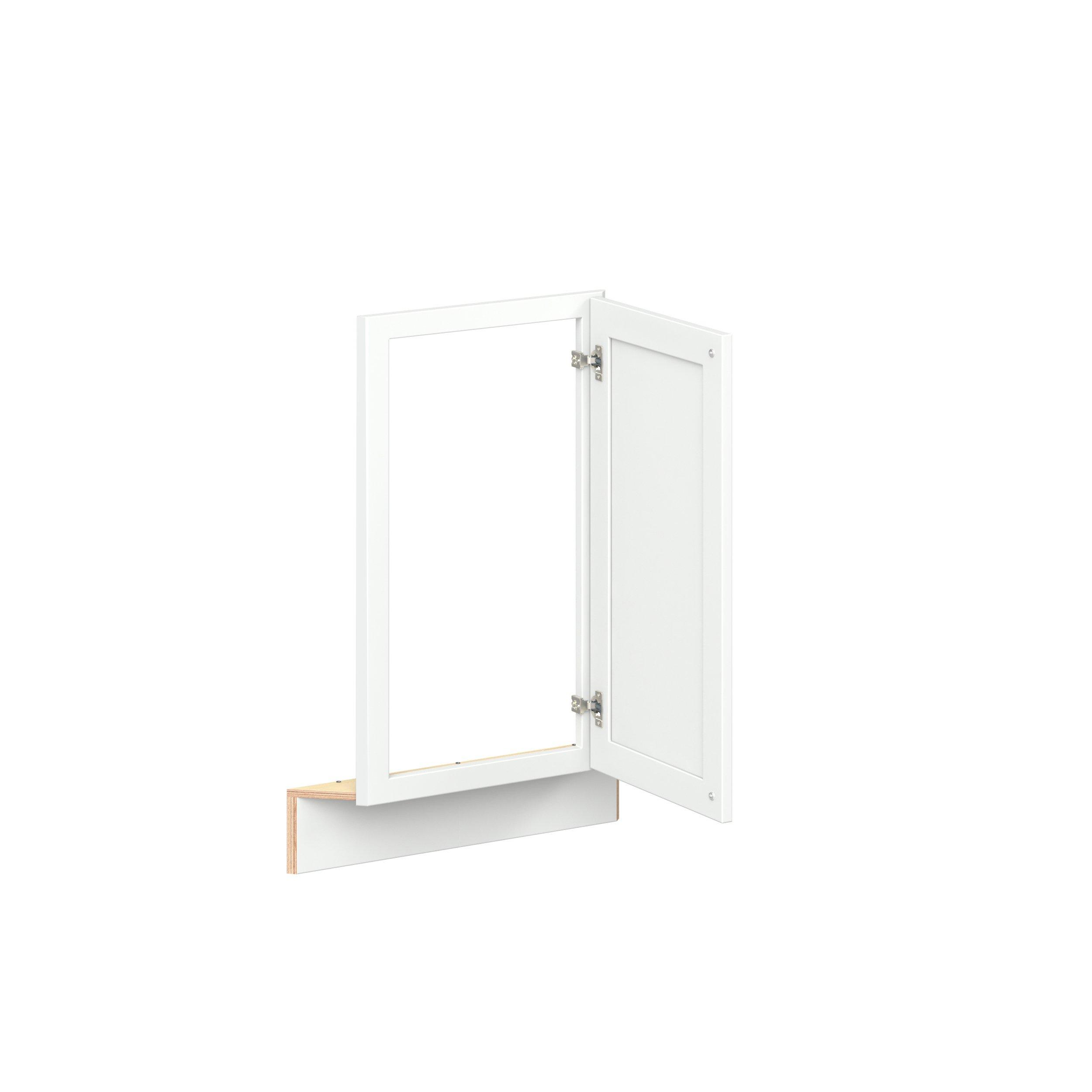 Baxley 36 in. Painted Pure White Angled Corner Base Frame with Door - Right Door Hinge