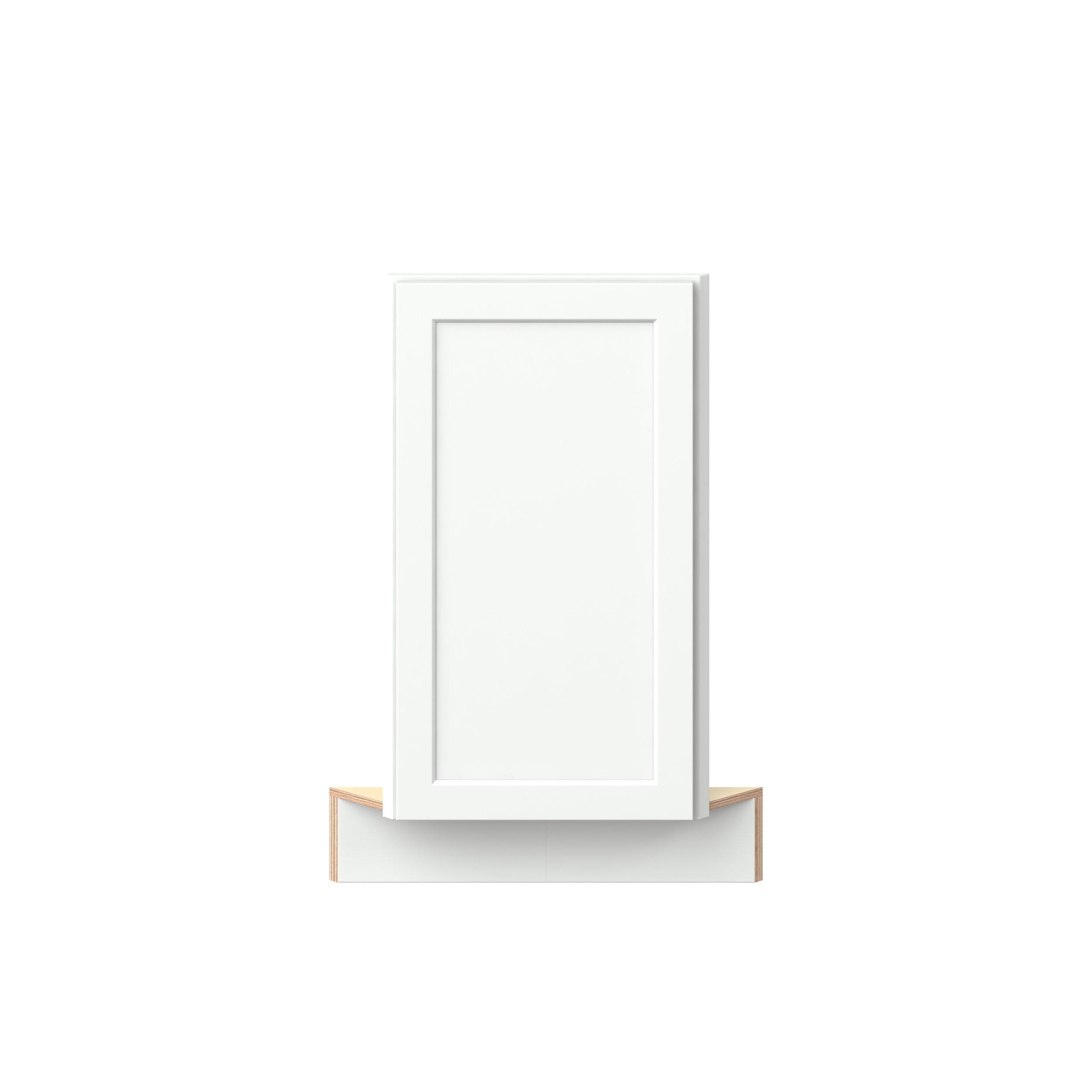 Baxley 36 in. Painted Pure White Angled Corner Base Frame with Door - Right Door Hinge