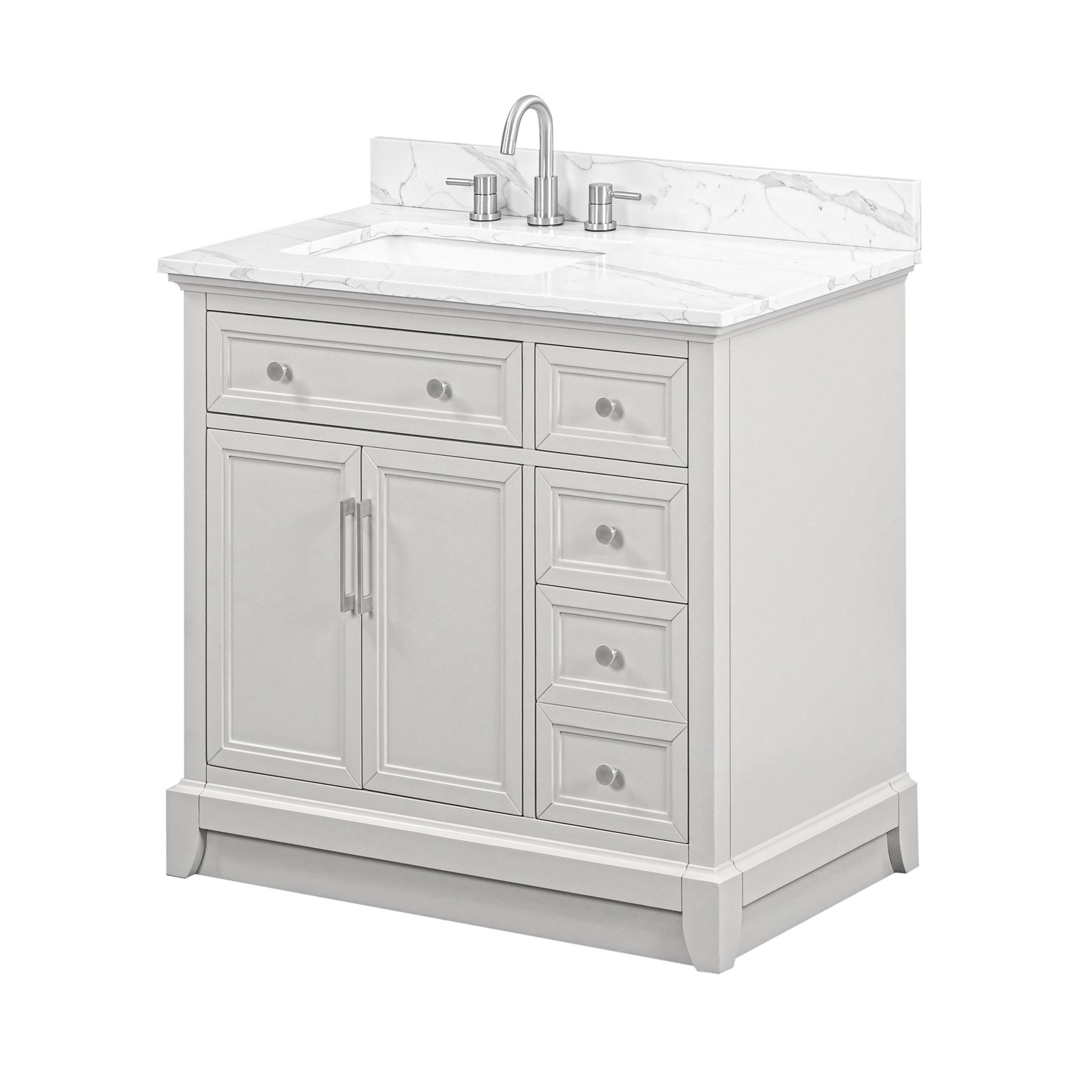 Aurora 37 in. Gray Vanity with Quartz Top