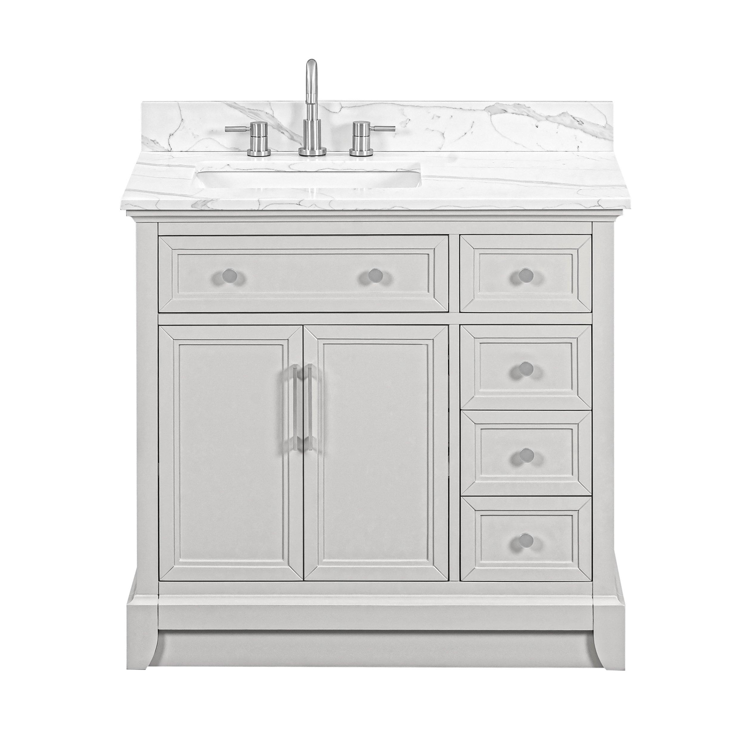 Aurora 37 in. Gray Vanity with Quartz Top