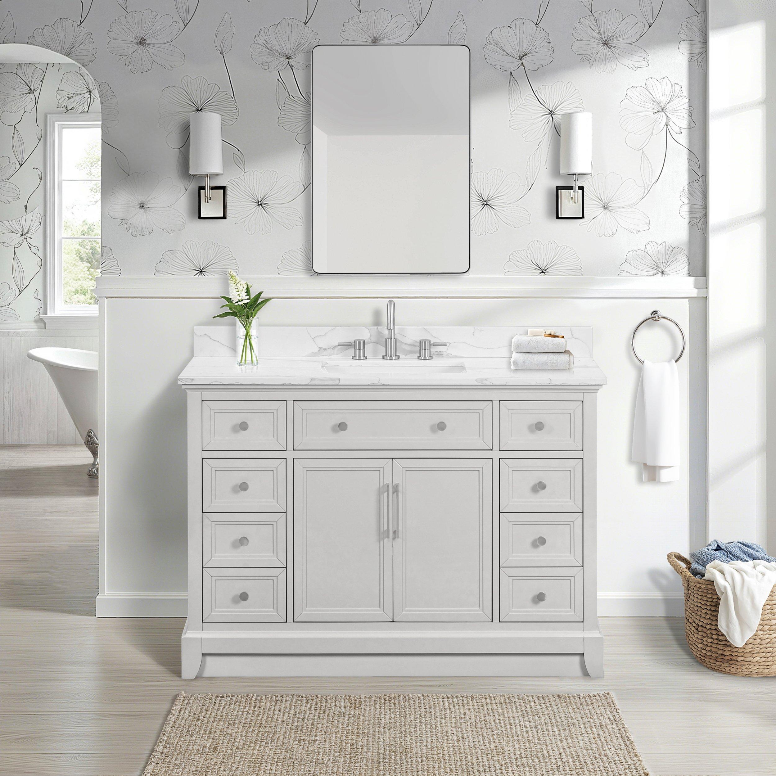 Aurora 49 in. Gray Vanity with Quartz Top
