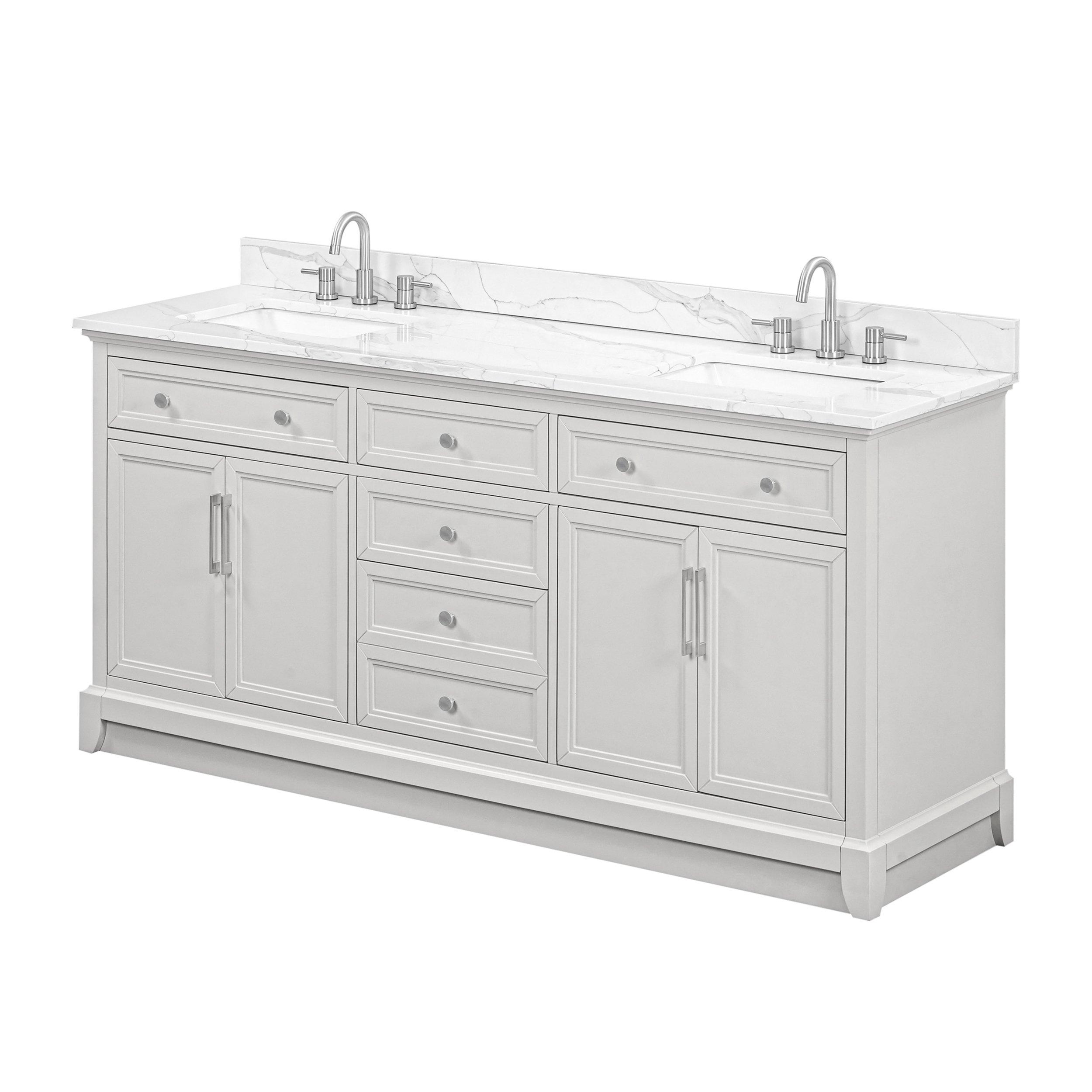 Aurora 73 in. Gray Vanity with Quartz Top