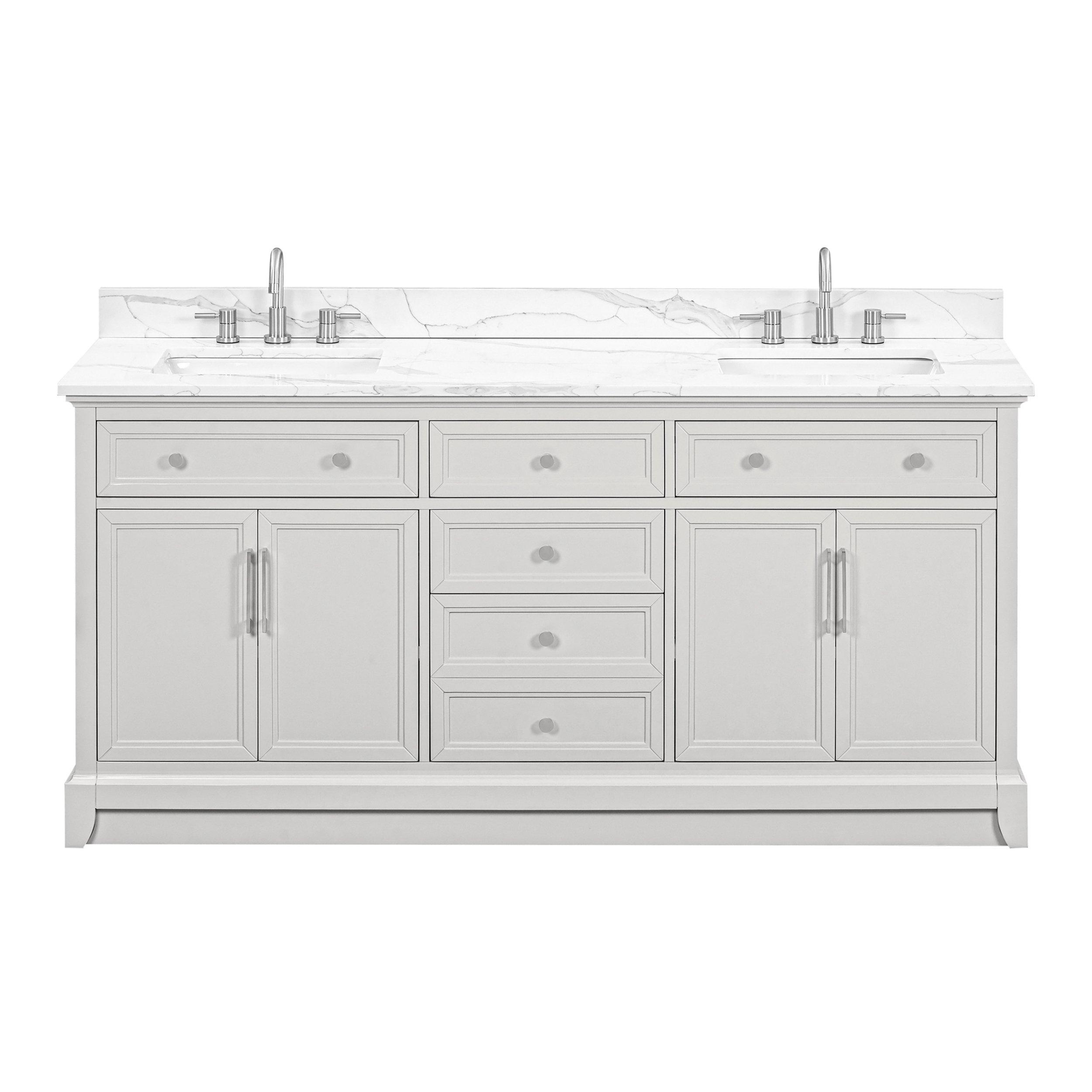 Aurora 73 in. Gray Vanity with Quartz Top