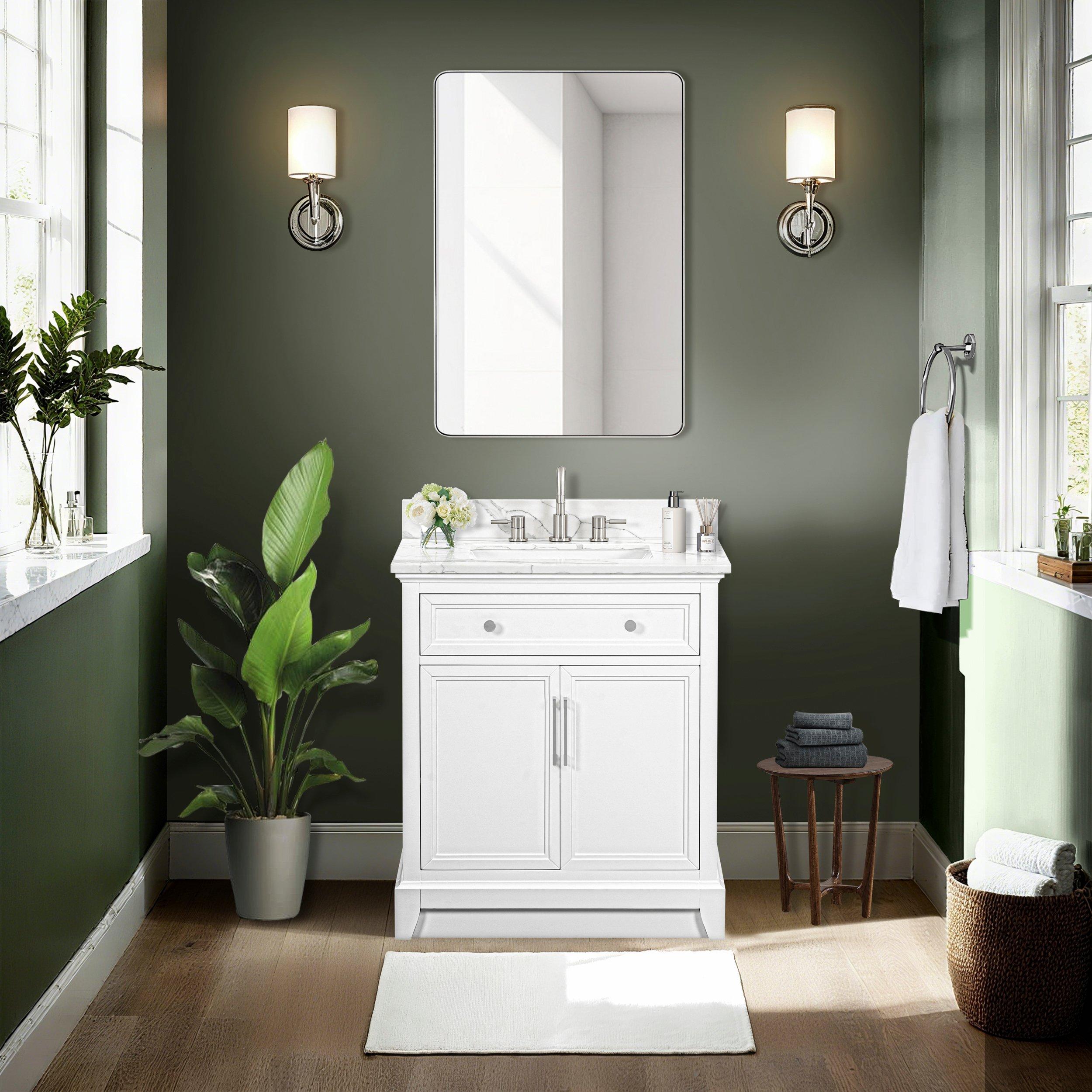 Aurora 31 in. White Vanity with Quartz Top