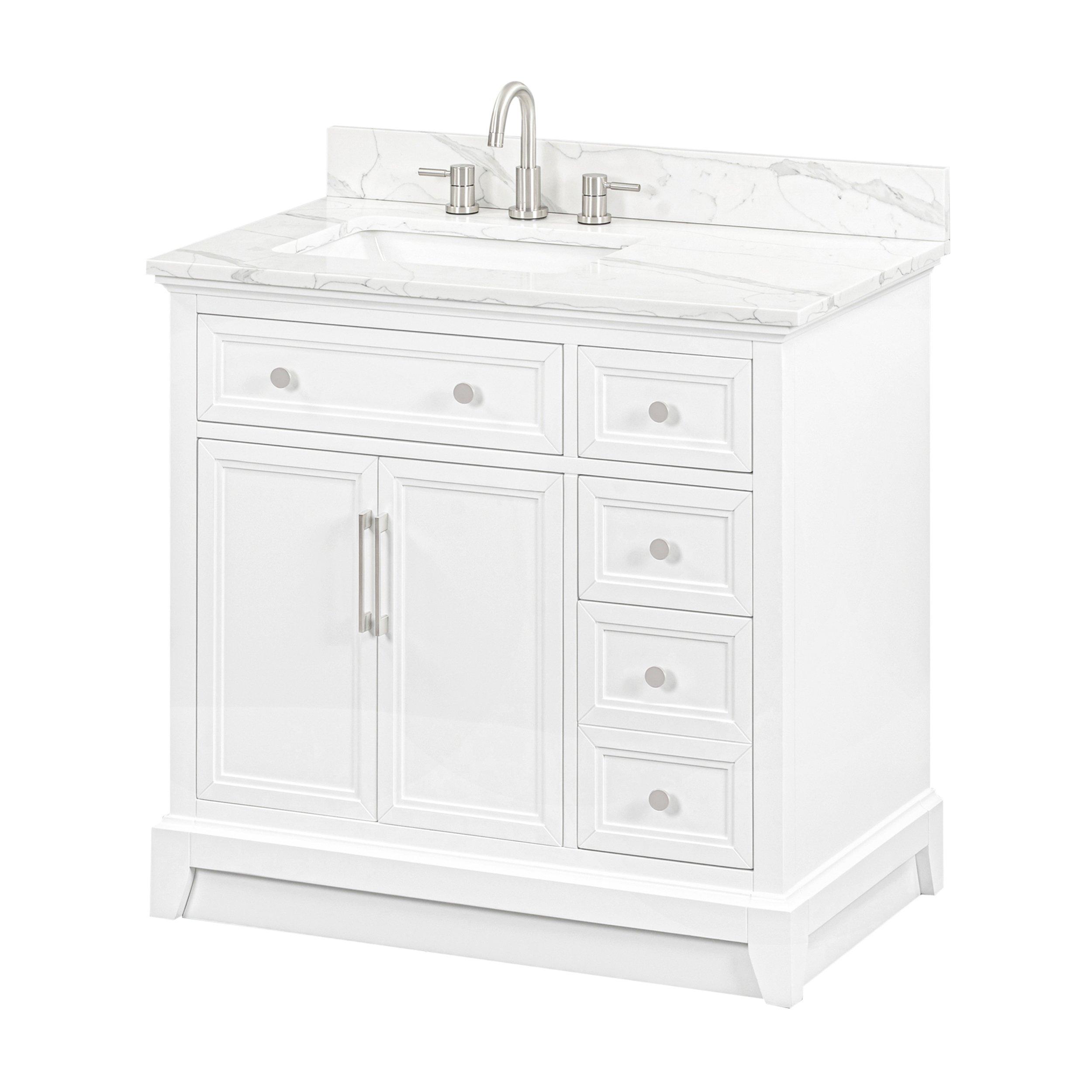 Aurora 37 in. White Vanity with Quartz Top