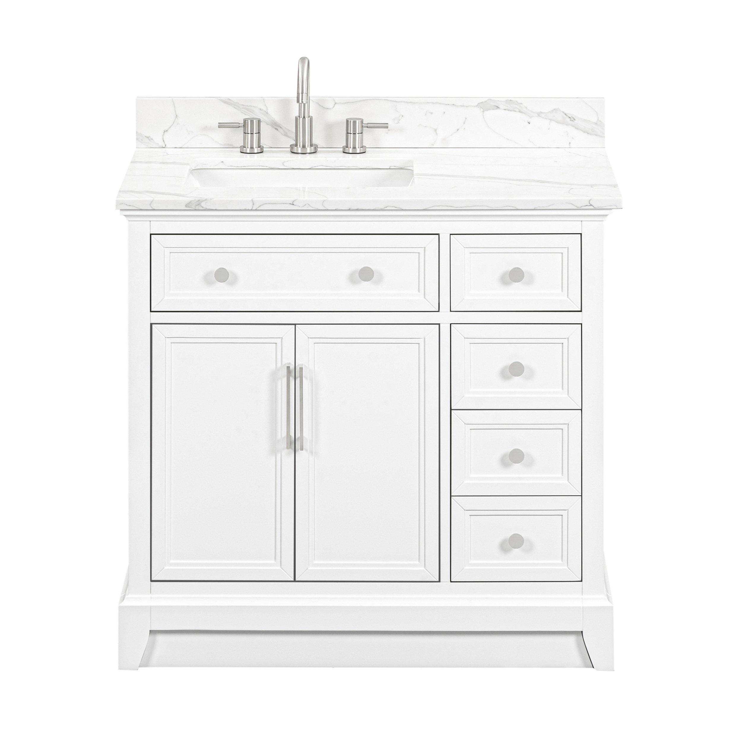 Aurora 37 in. White Vanity with Quartz Top