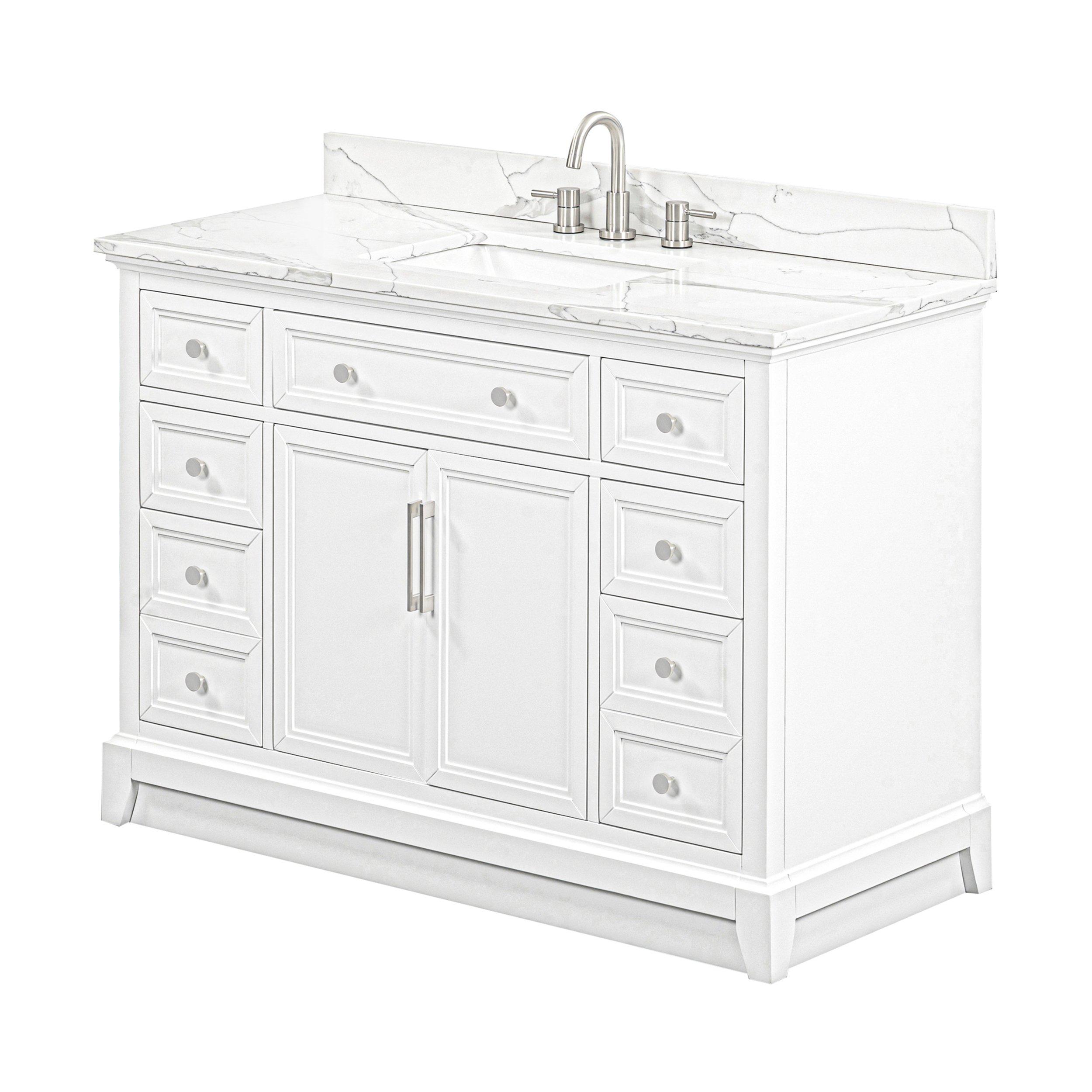 Aurora 49 in. White Vanity with Quartz Top