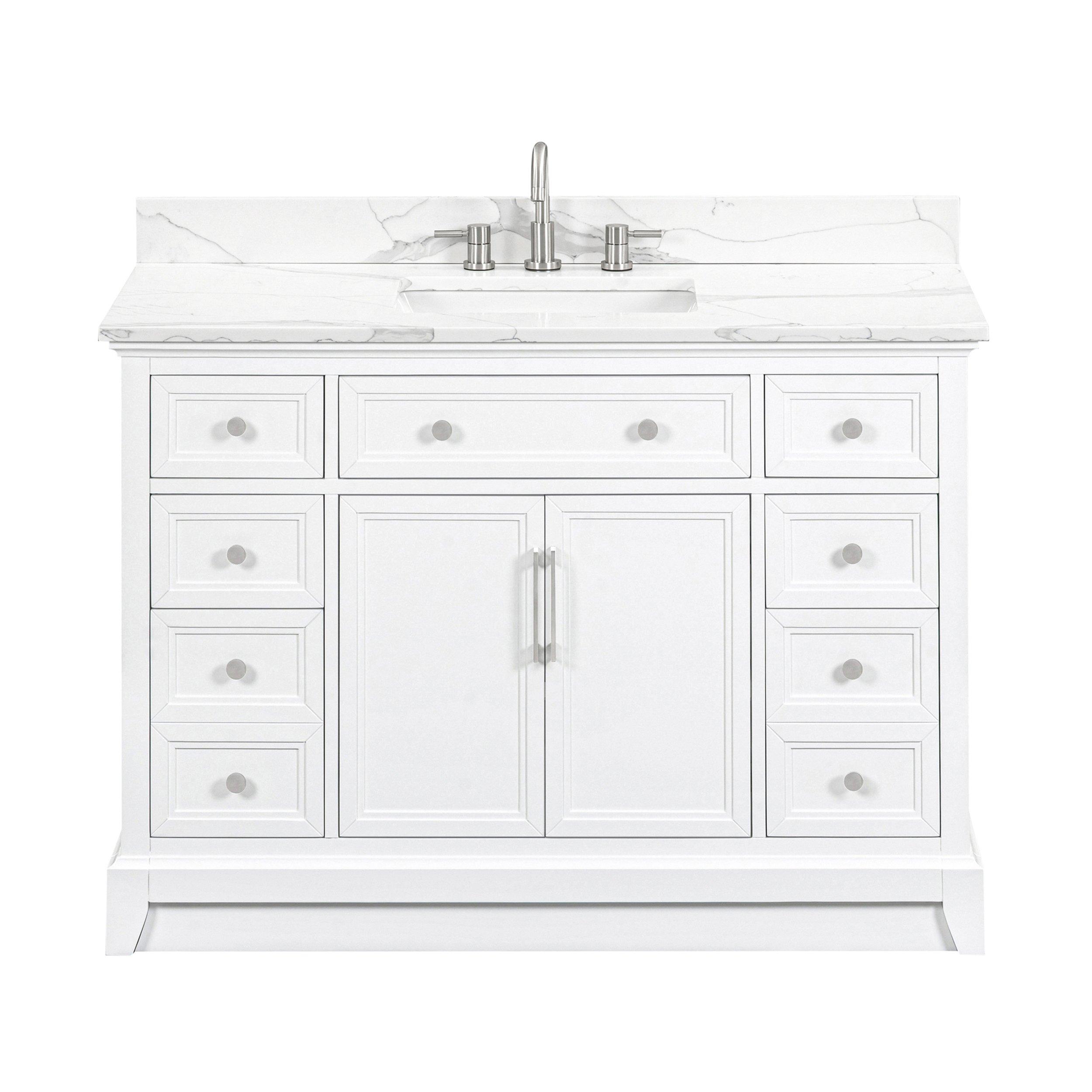 Aurora 49 in. White Vanity with Quartz Top