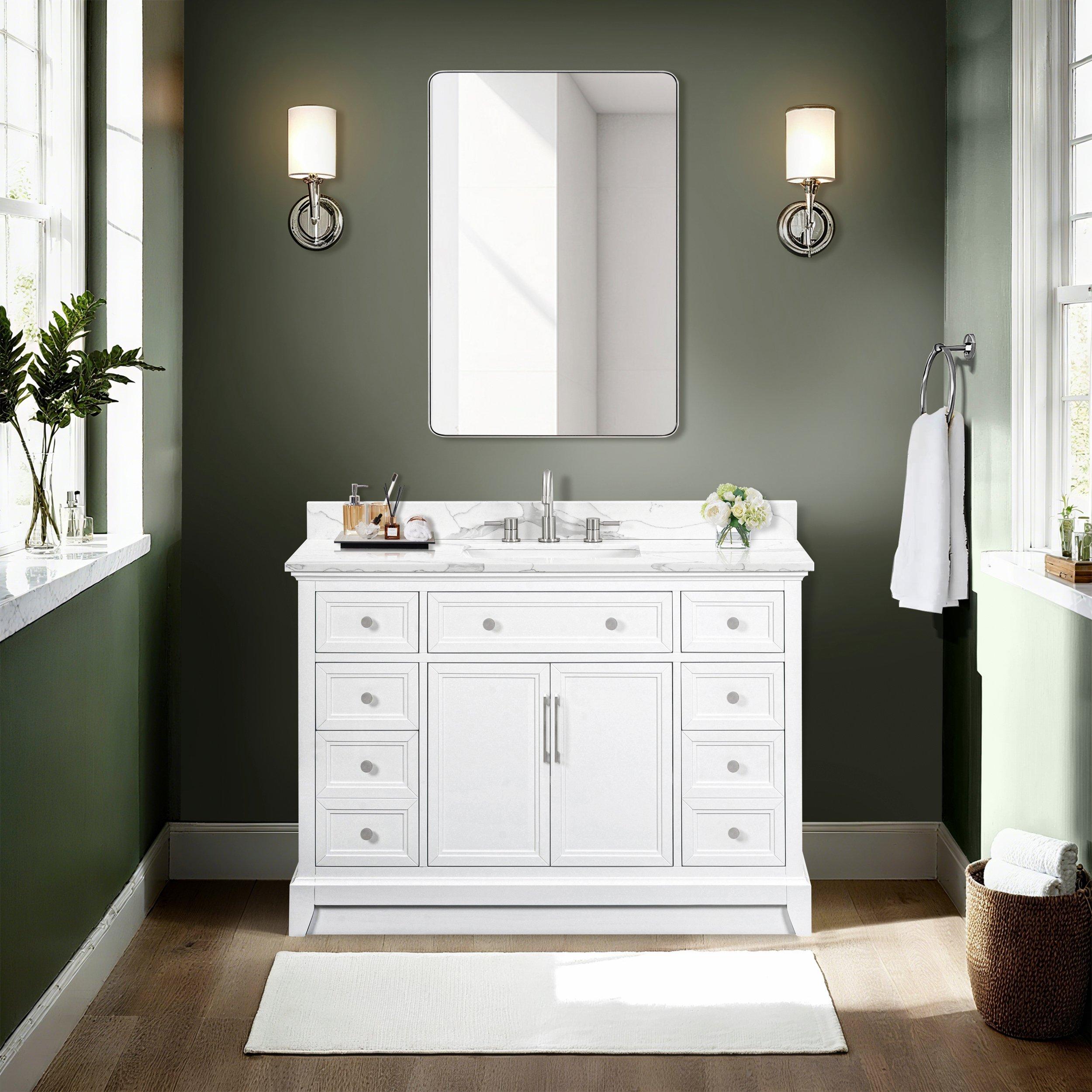 Aurora 49 in. White Vanity with Quartz Top