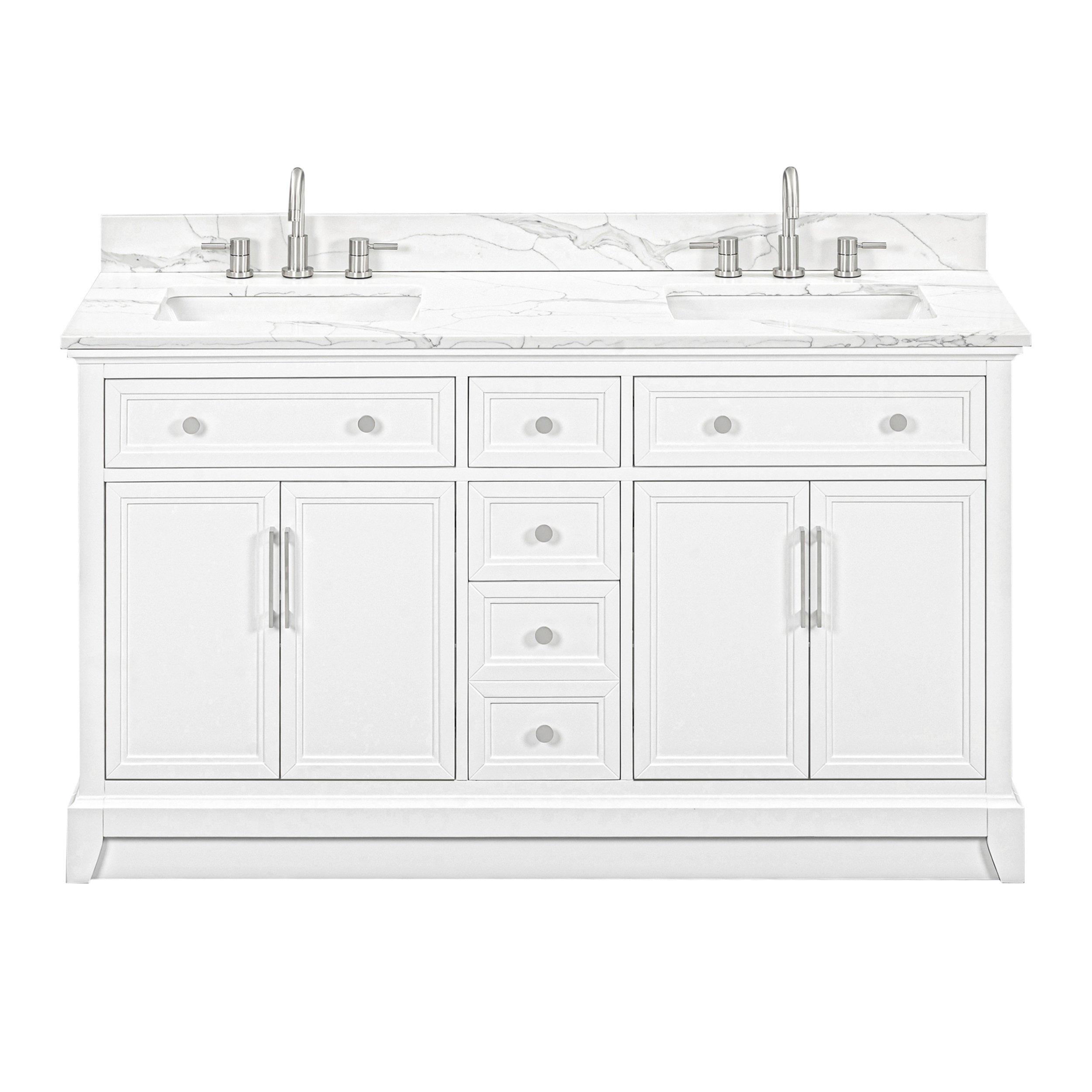 Aurora 61 in. White Vanity with Quartz Top