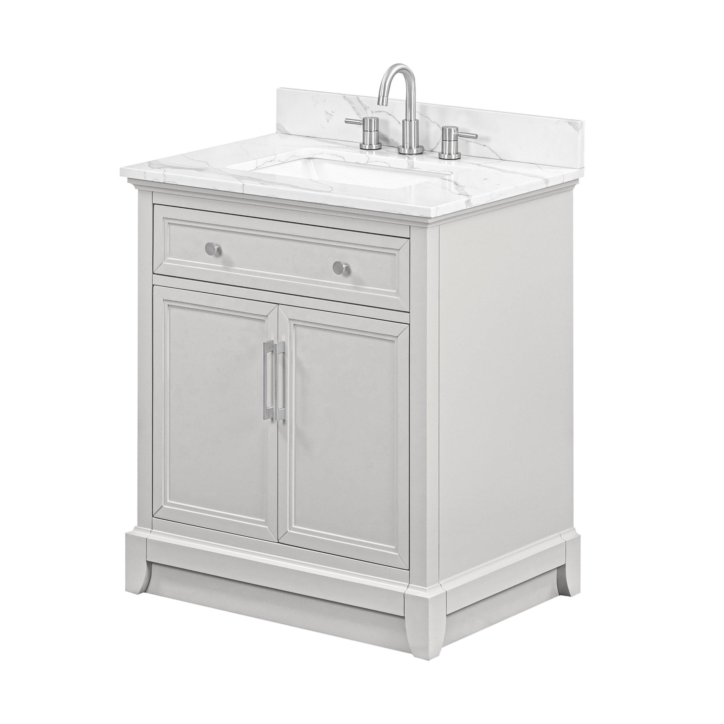 Aurora 31 in. Gray Vanity with Quartz Top