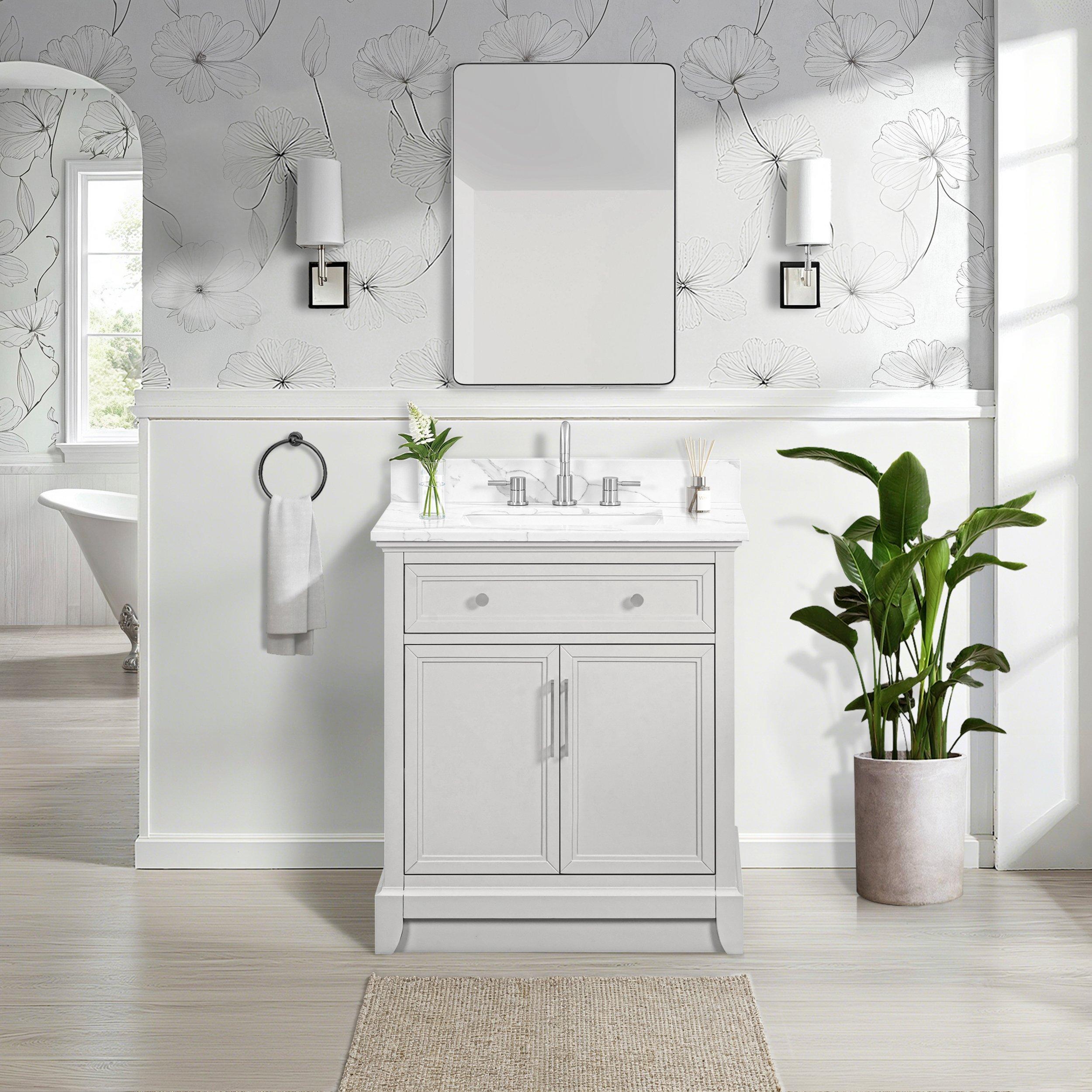 Aurora 31 in. Gray Vanity with Quartz Top