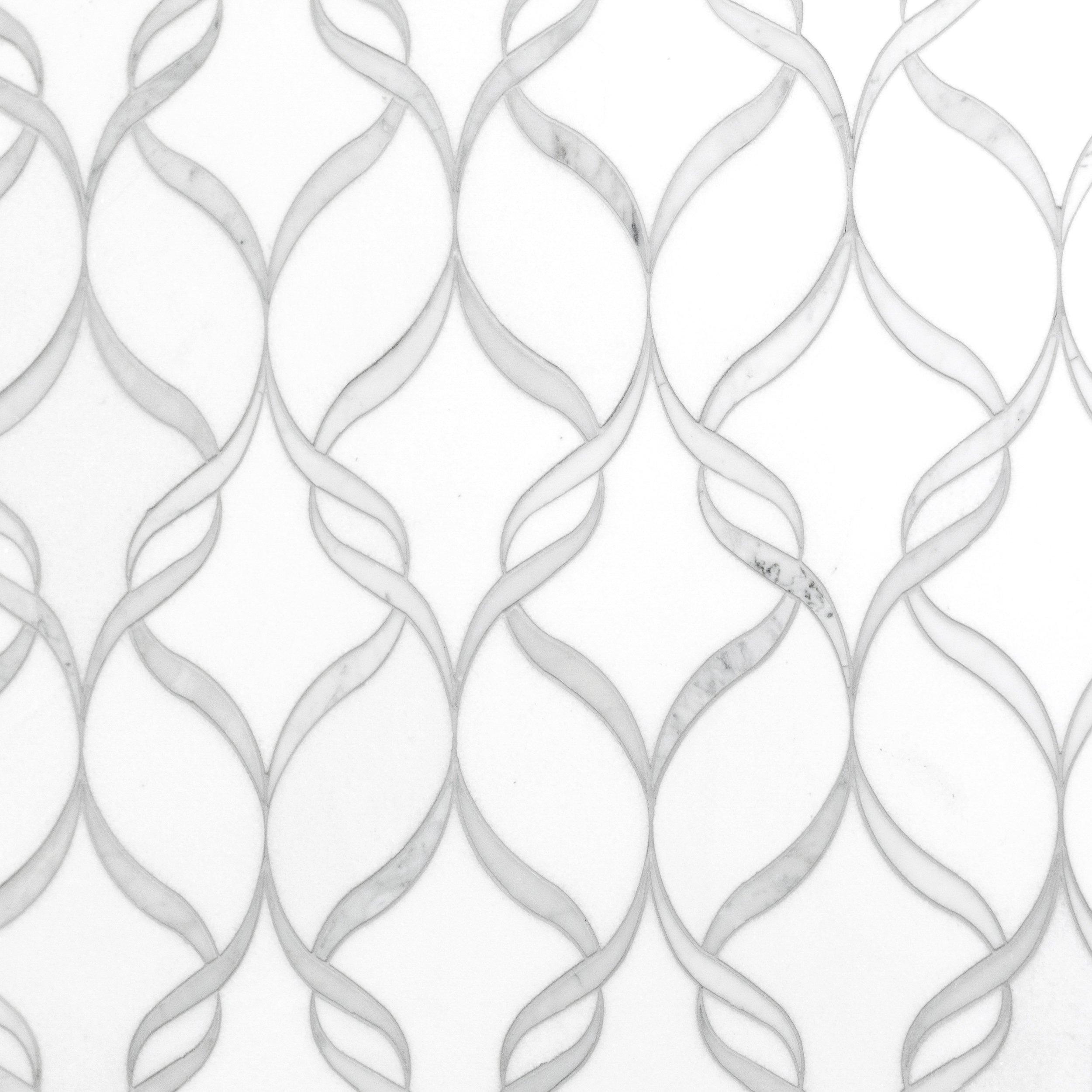 Hera Thassos Bianco Carrara Waterjet Marble Mosaic