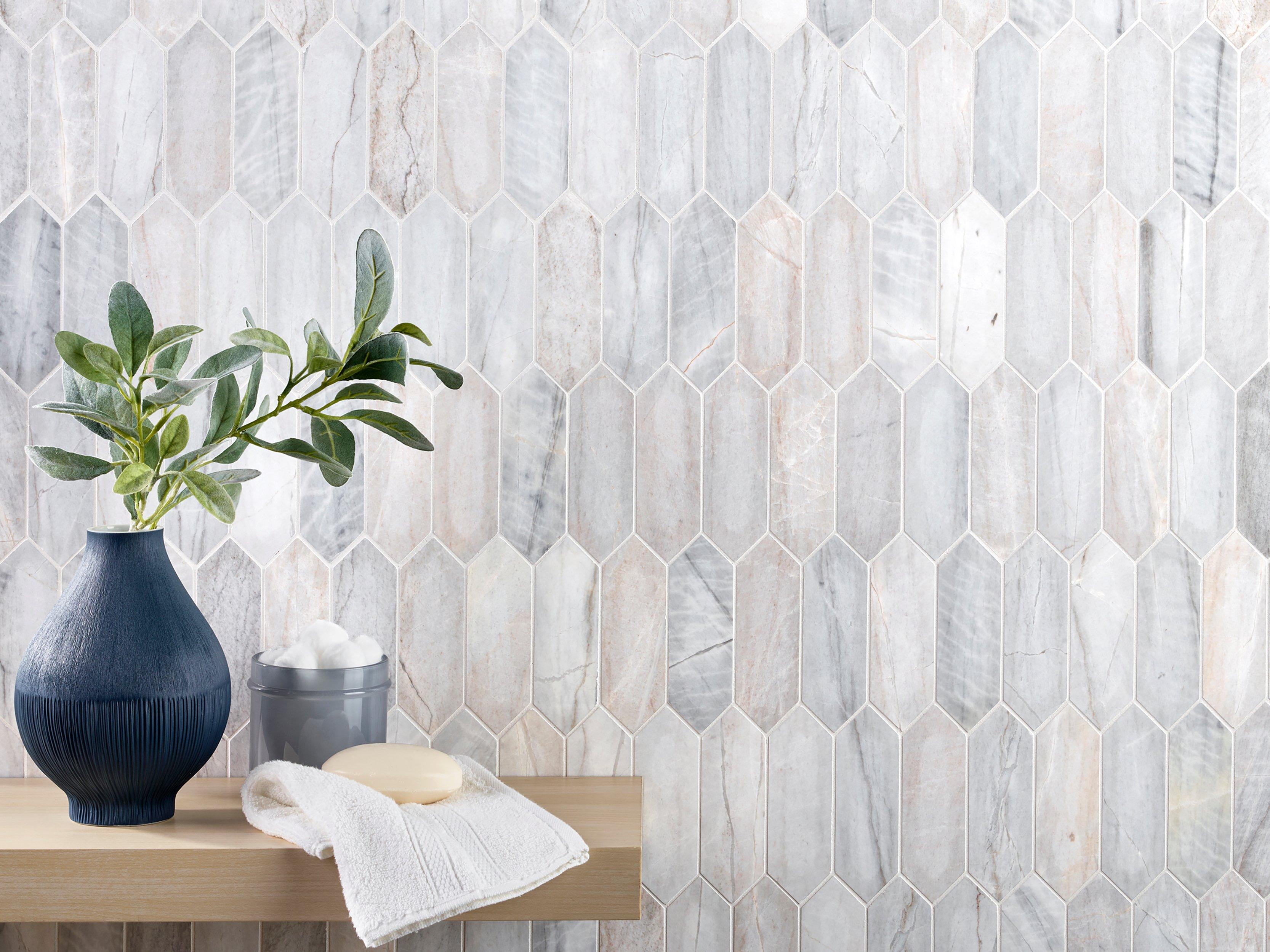 Mykonos II Gray Picket Polished Marble Mosaic