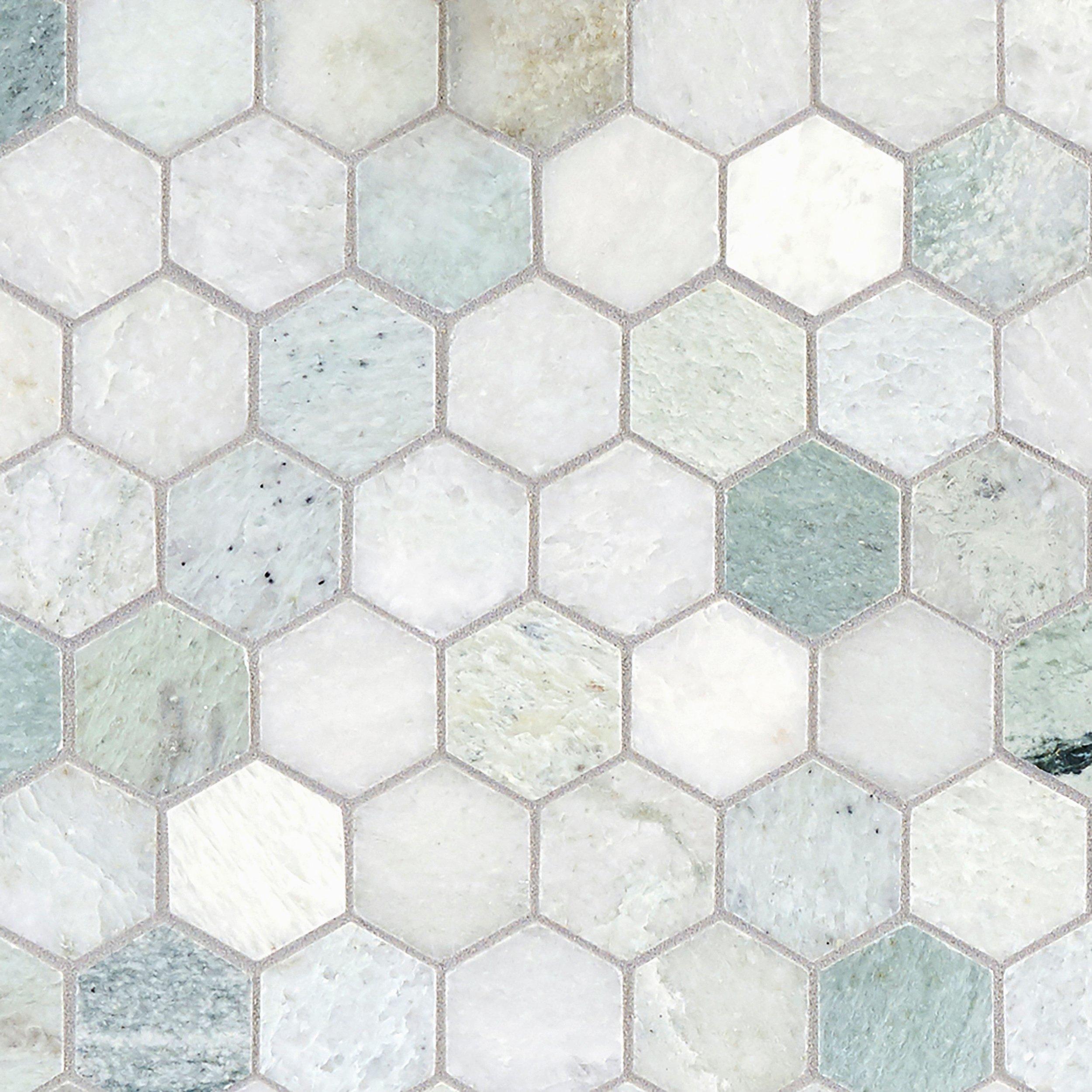 Caribbean Green Hexagon Polished Marble Mosaic