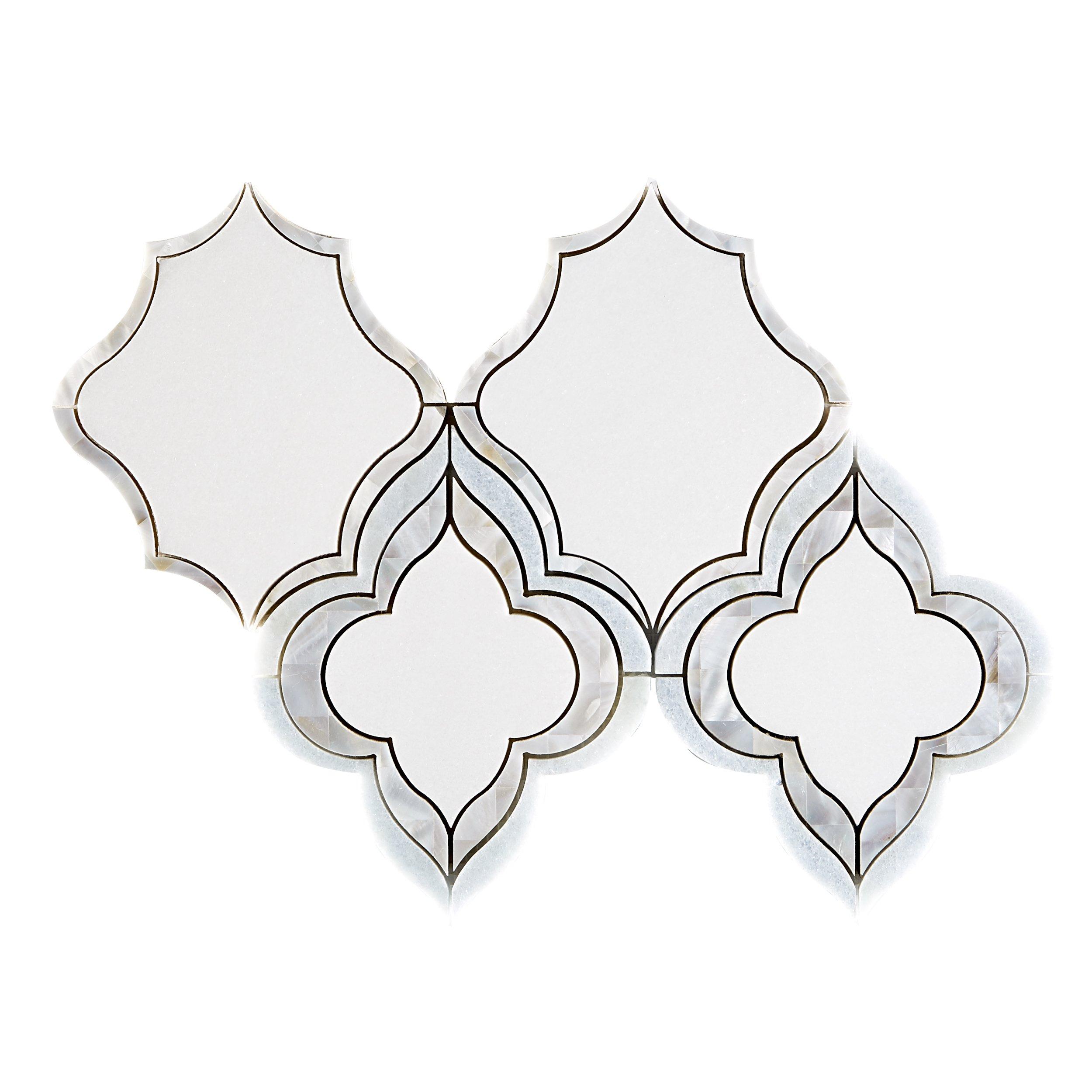 Cassia III Thassos Mother of Pearl Blue Waterjet Mosaic