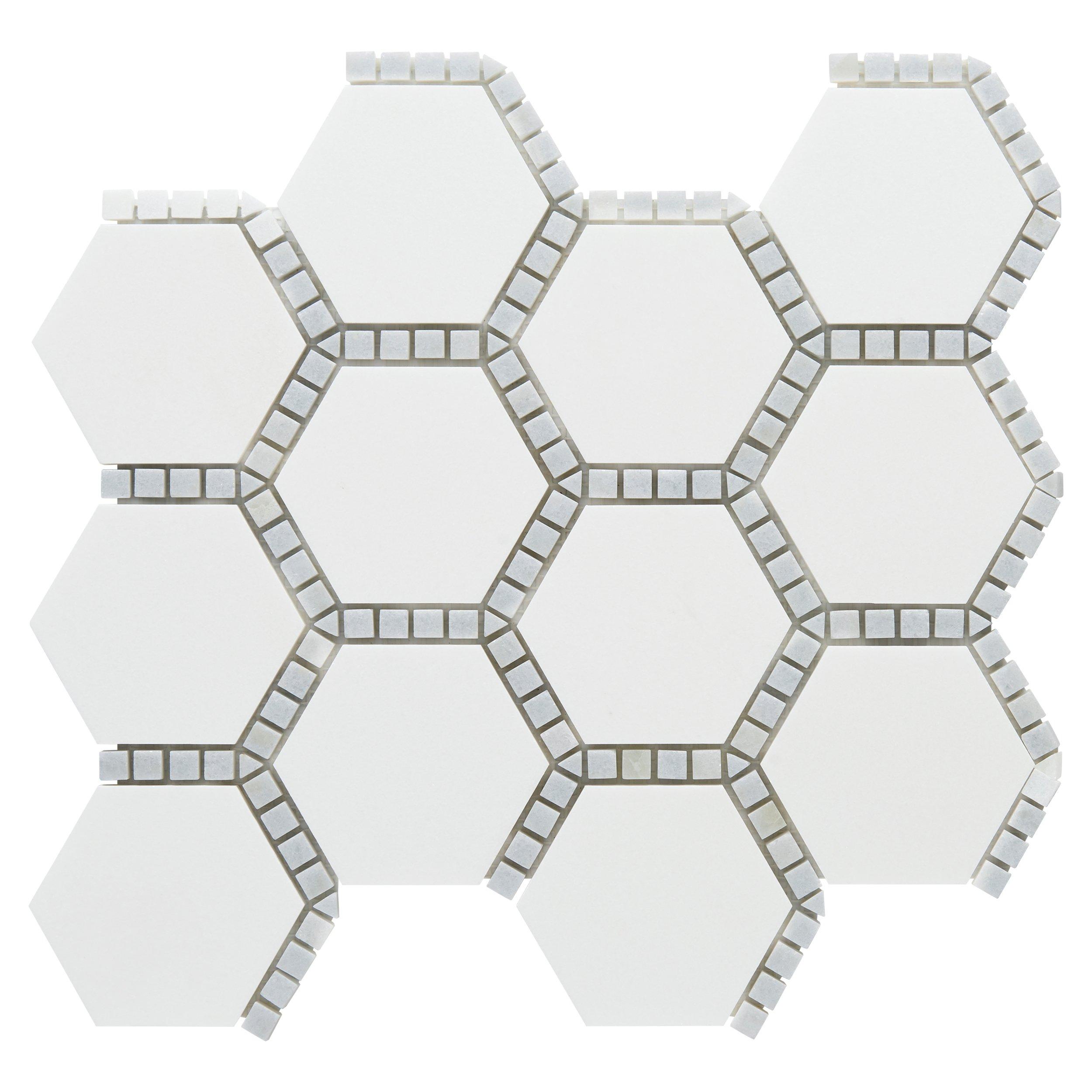 Sanibel Blue Thassos Polished Marble Mosaic