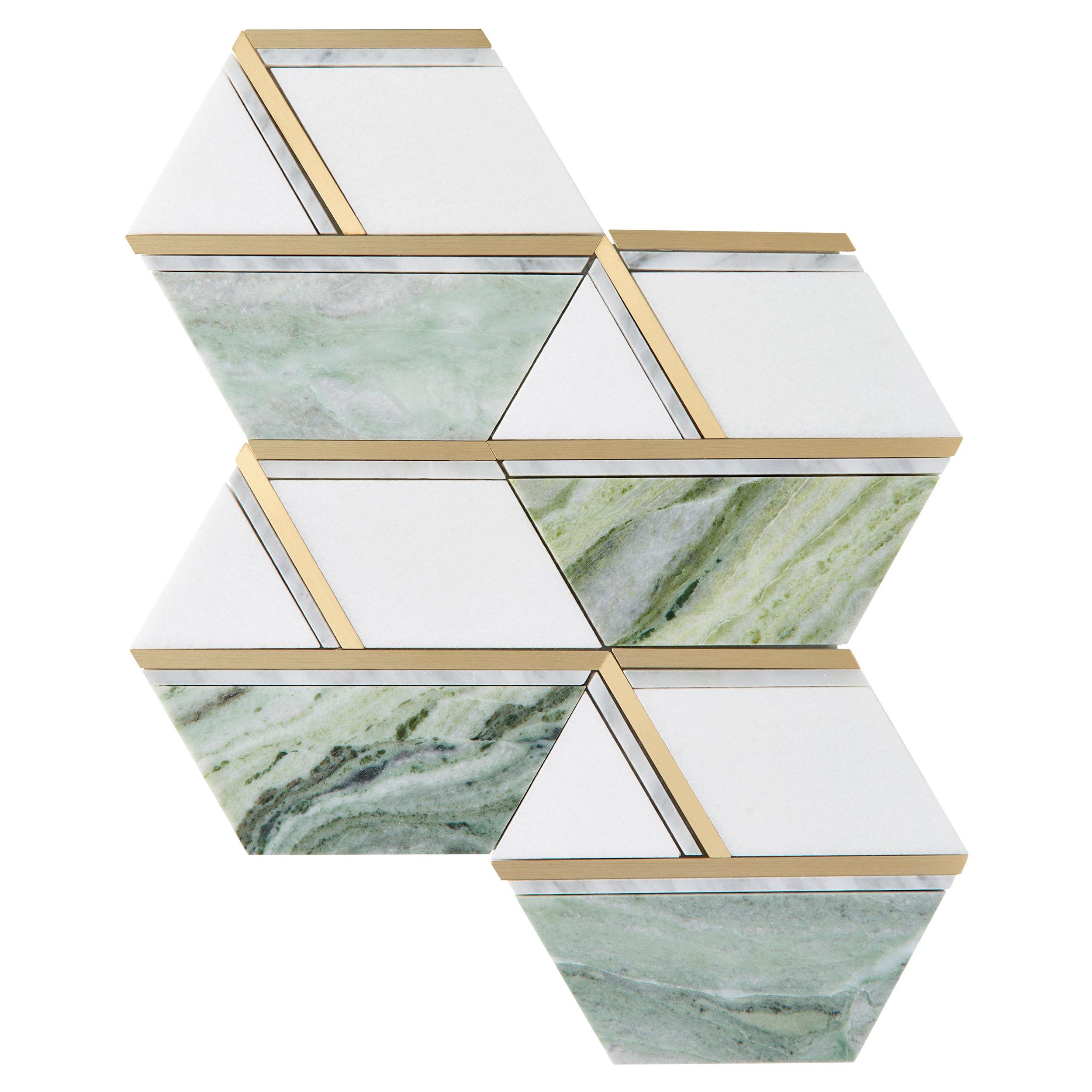 Aspen Ice Jade Hexagon Polished Marble Mosaic