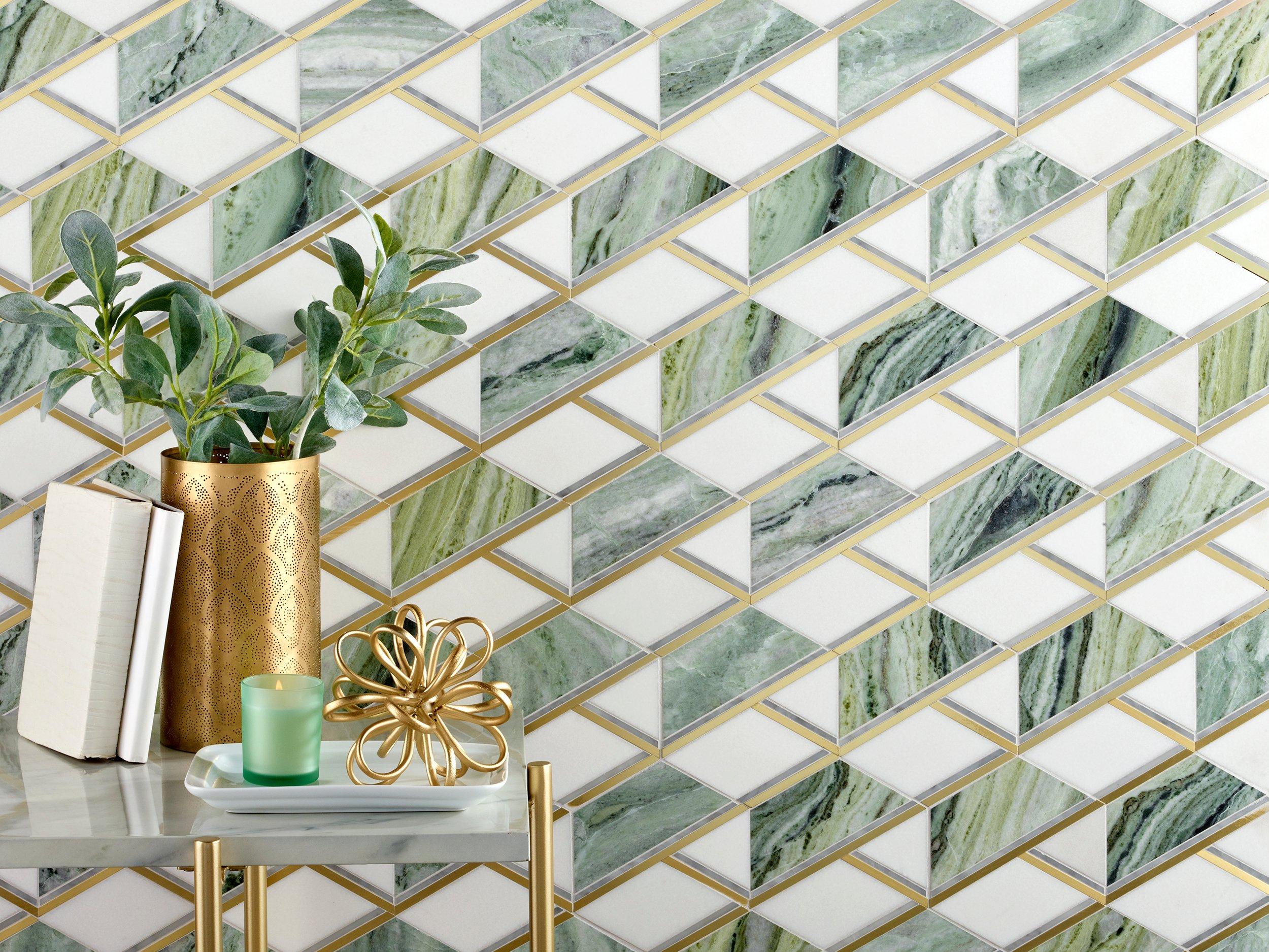 Aspen Ice Jade Polished Hexagon Marble Mosaic