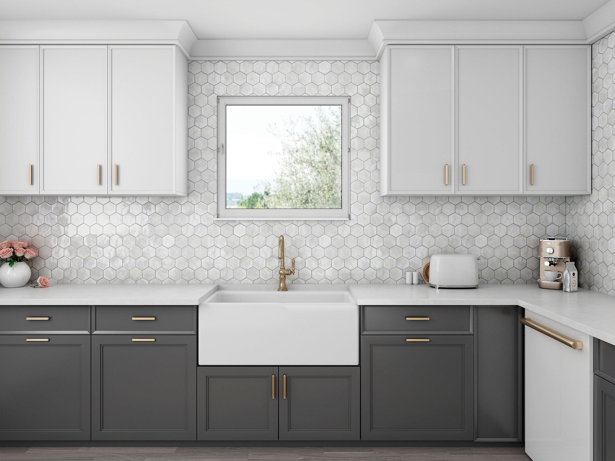 Perla Hot Glass Hexagon Glass Mosaic