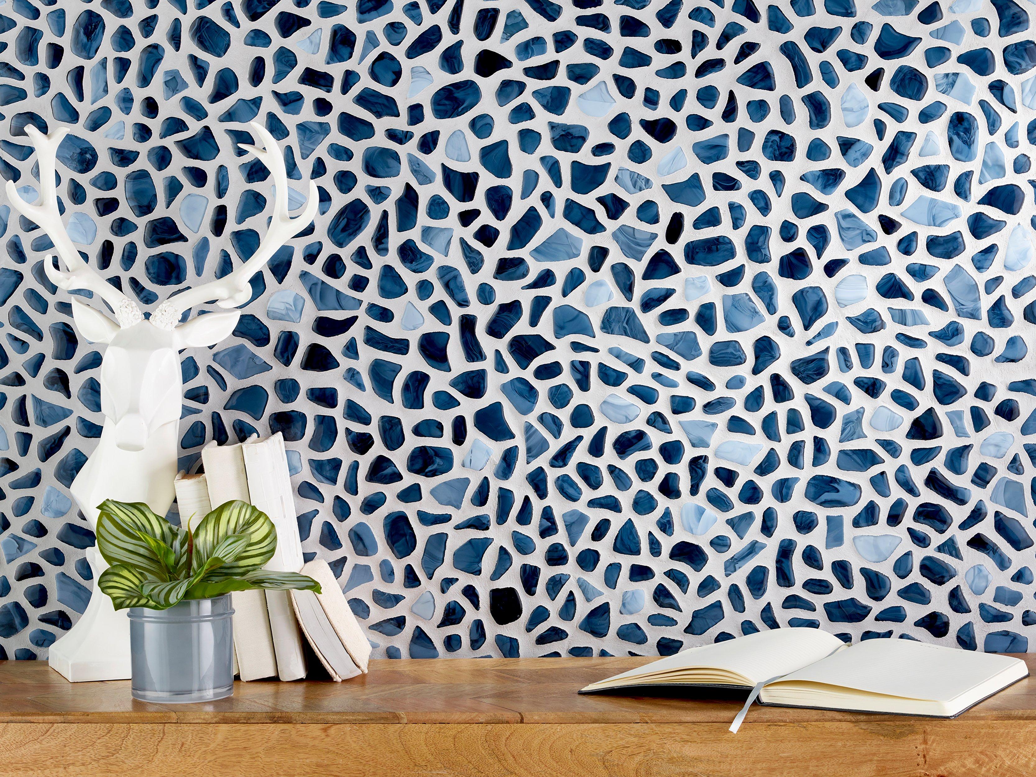 Cobalt Sea Pebble Hot Glass Mosaic
