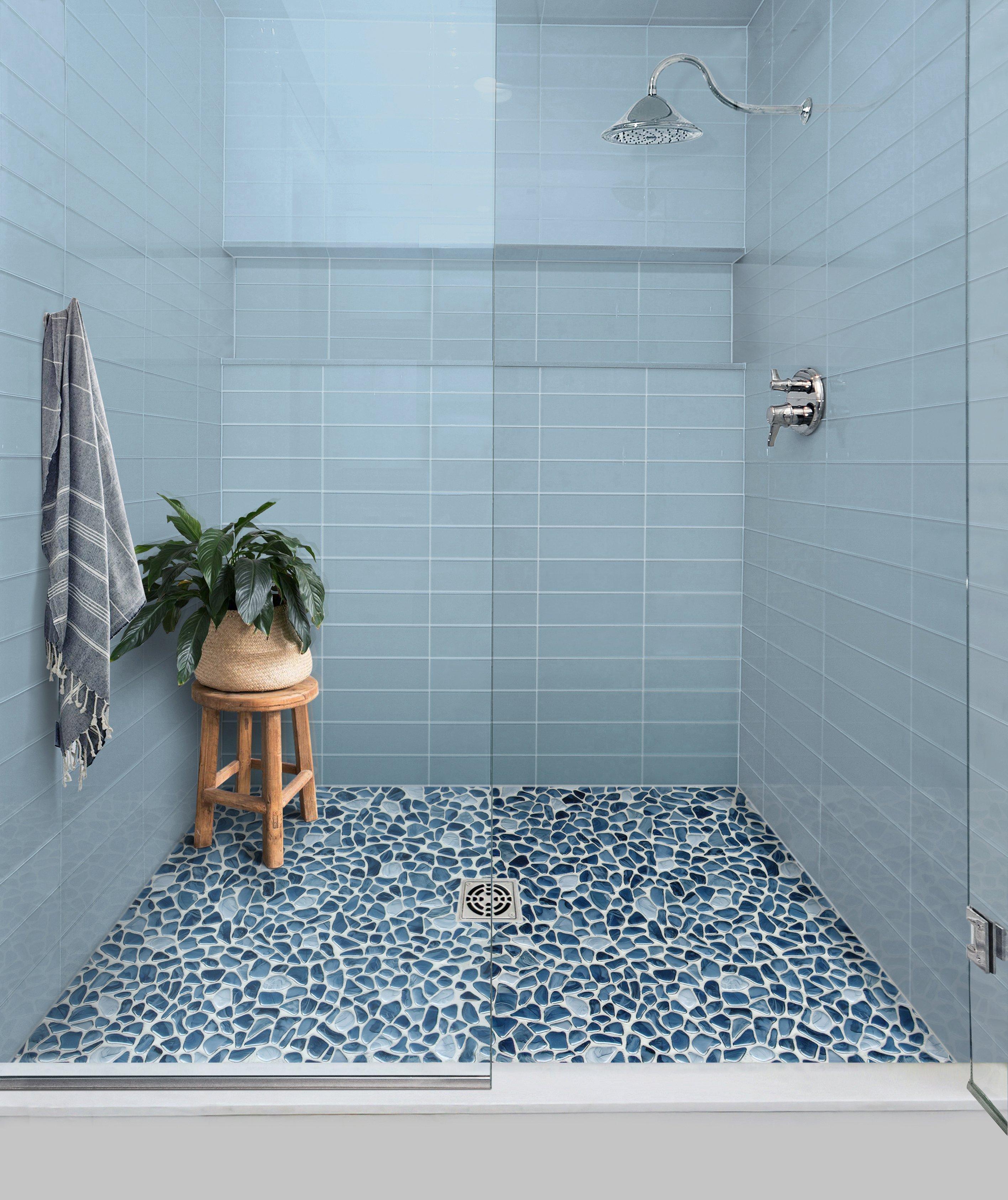 Cobalt Sea Pebble Hot Glass Mosaic