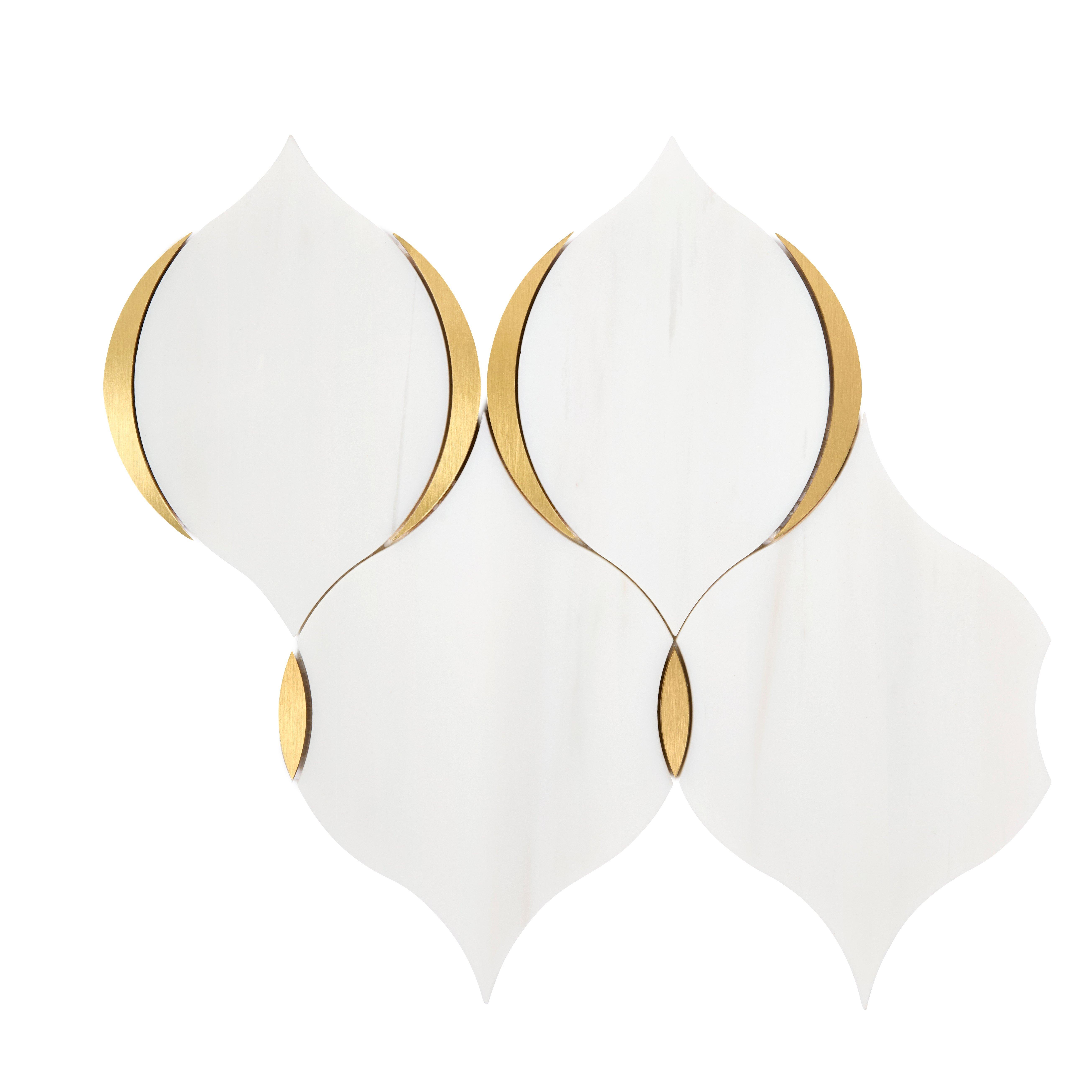 Mirage Dolomite Brass Waterjet Polished Marble Mosaic