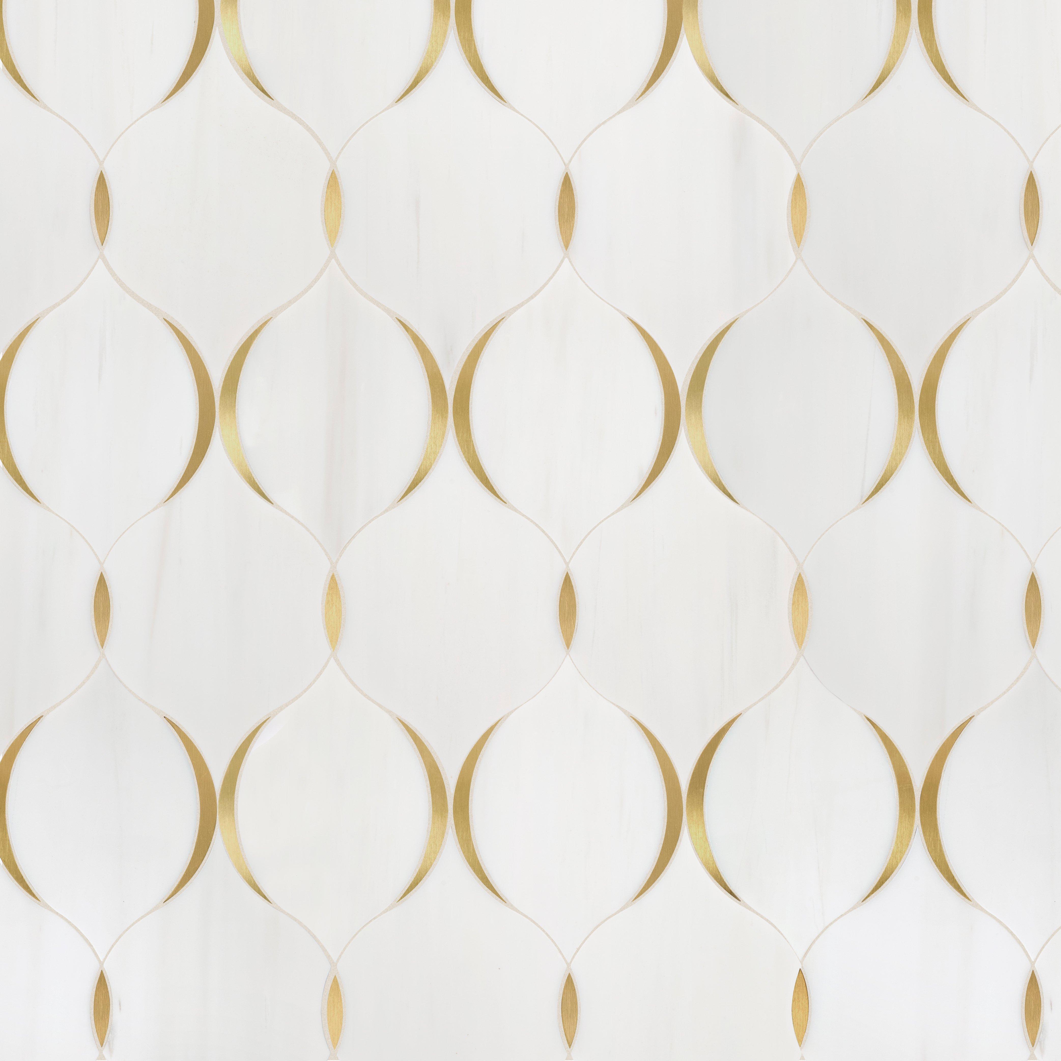 Mirage Dolomite Brass Waterjet Polished Marble Mosaic