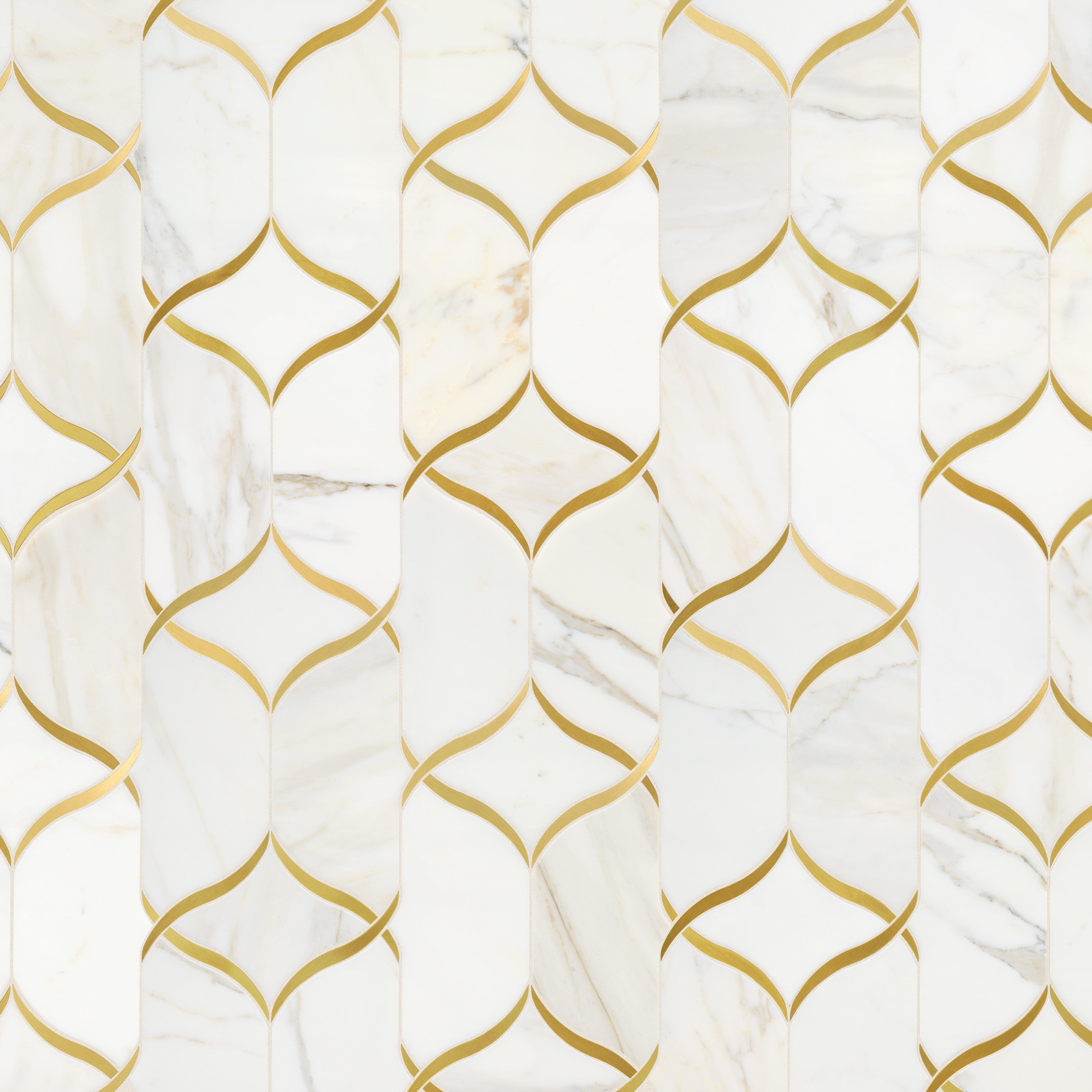 Amara Calacatta Brass Waterjet Marble Mosaic