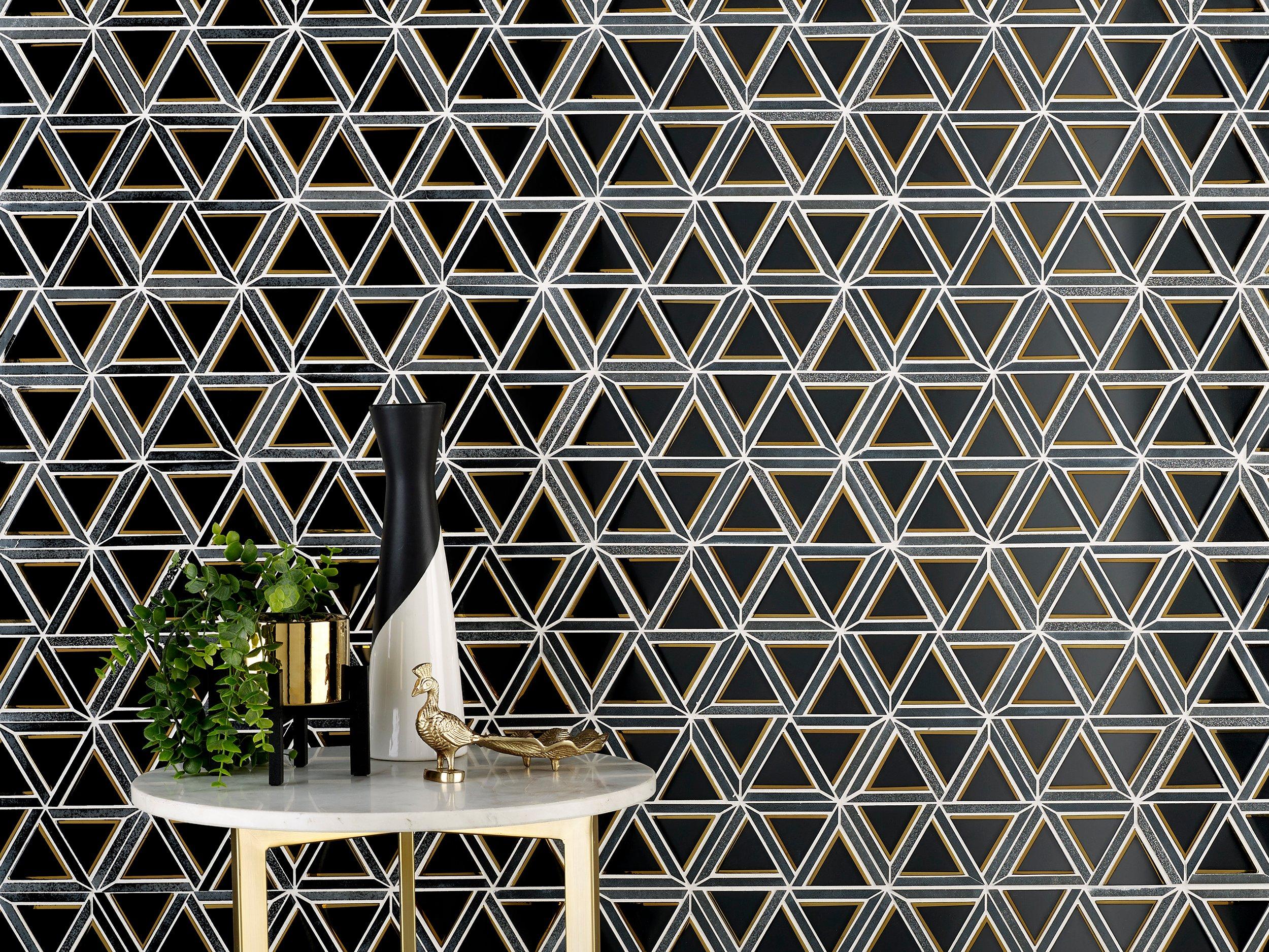 Noir Oro Triangle Glass Mosaic