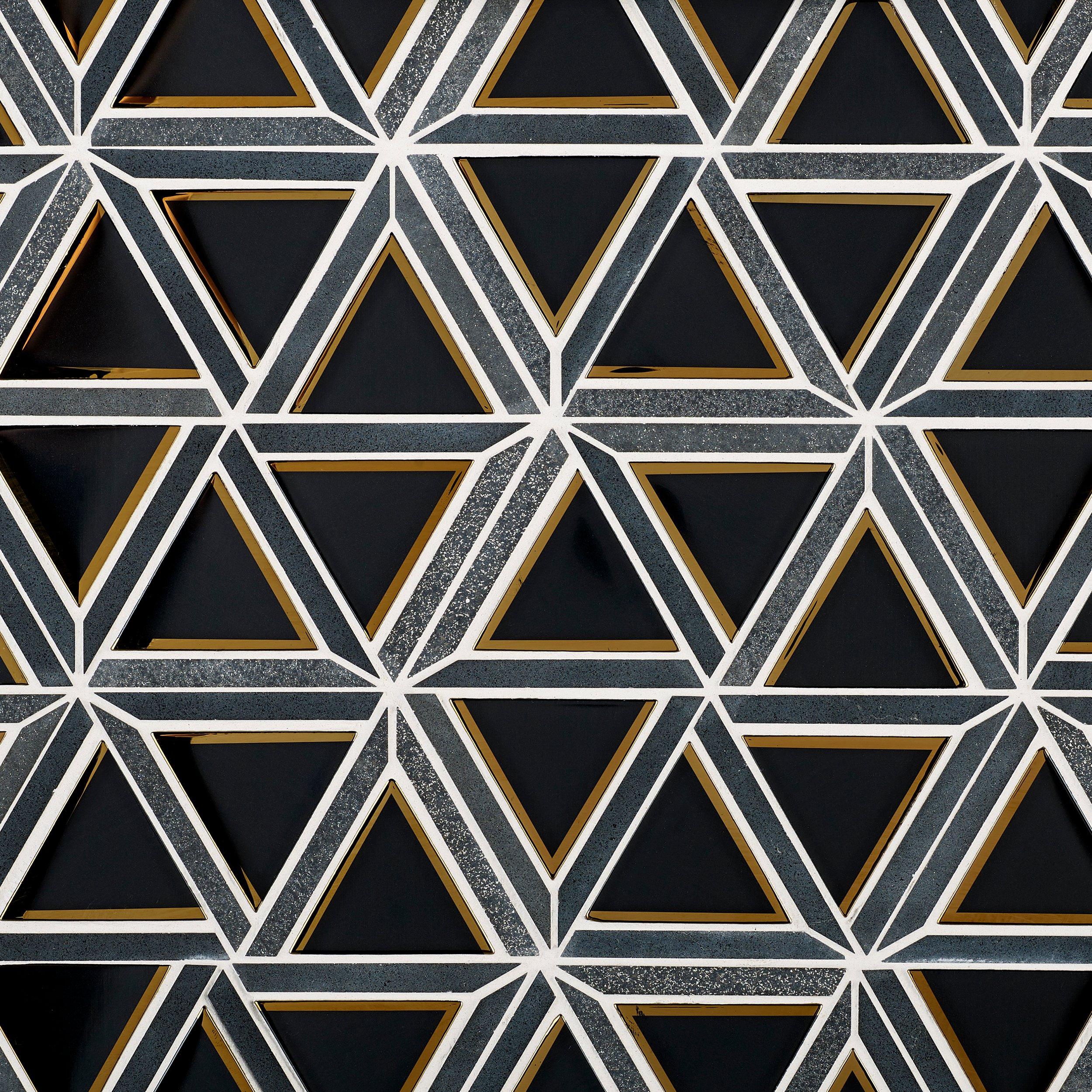 Noir Oro Triangle Glass Mosaic