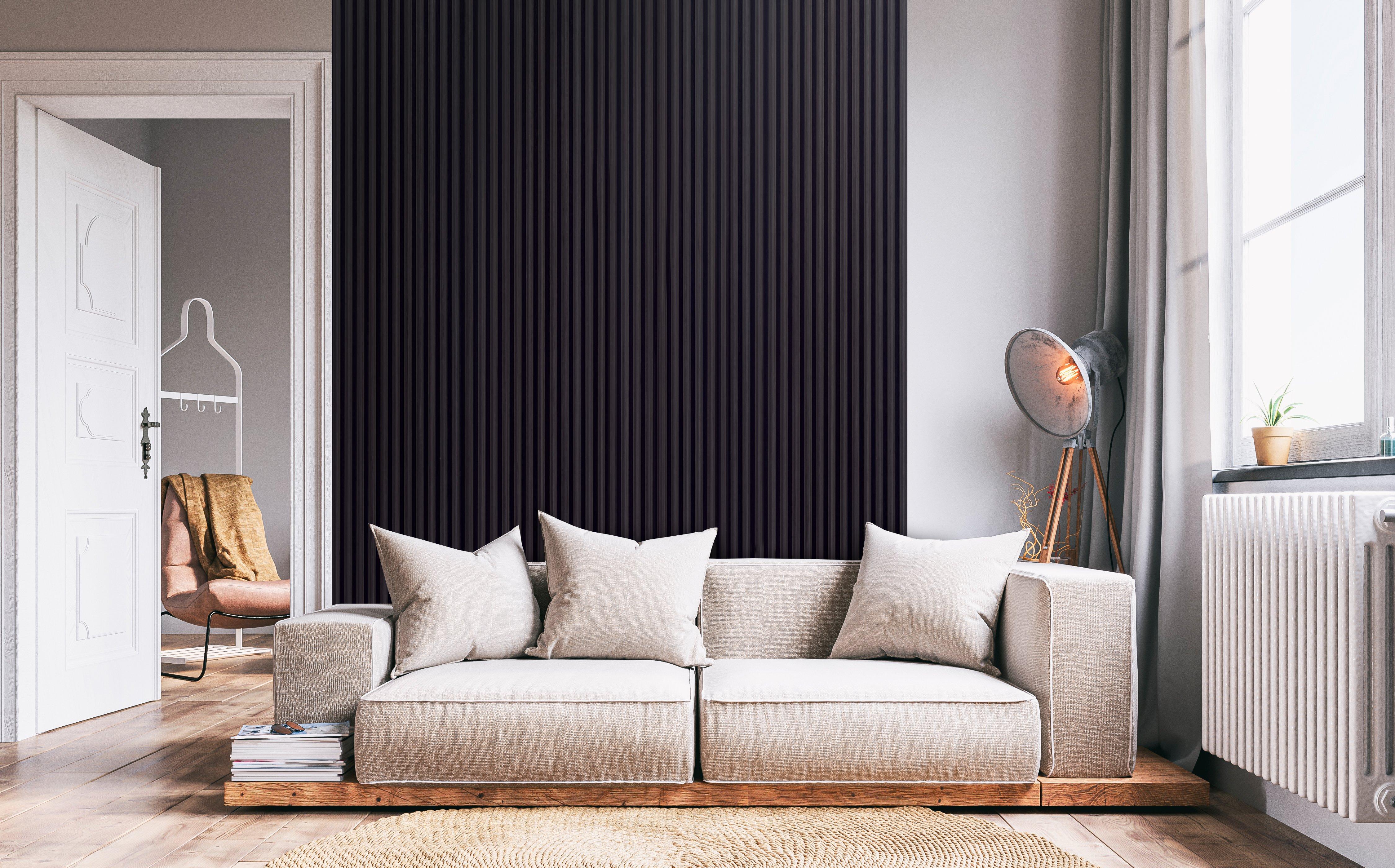 Concave Smoked Gray Wood Acoustic Wall Panel