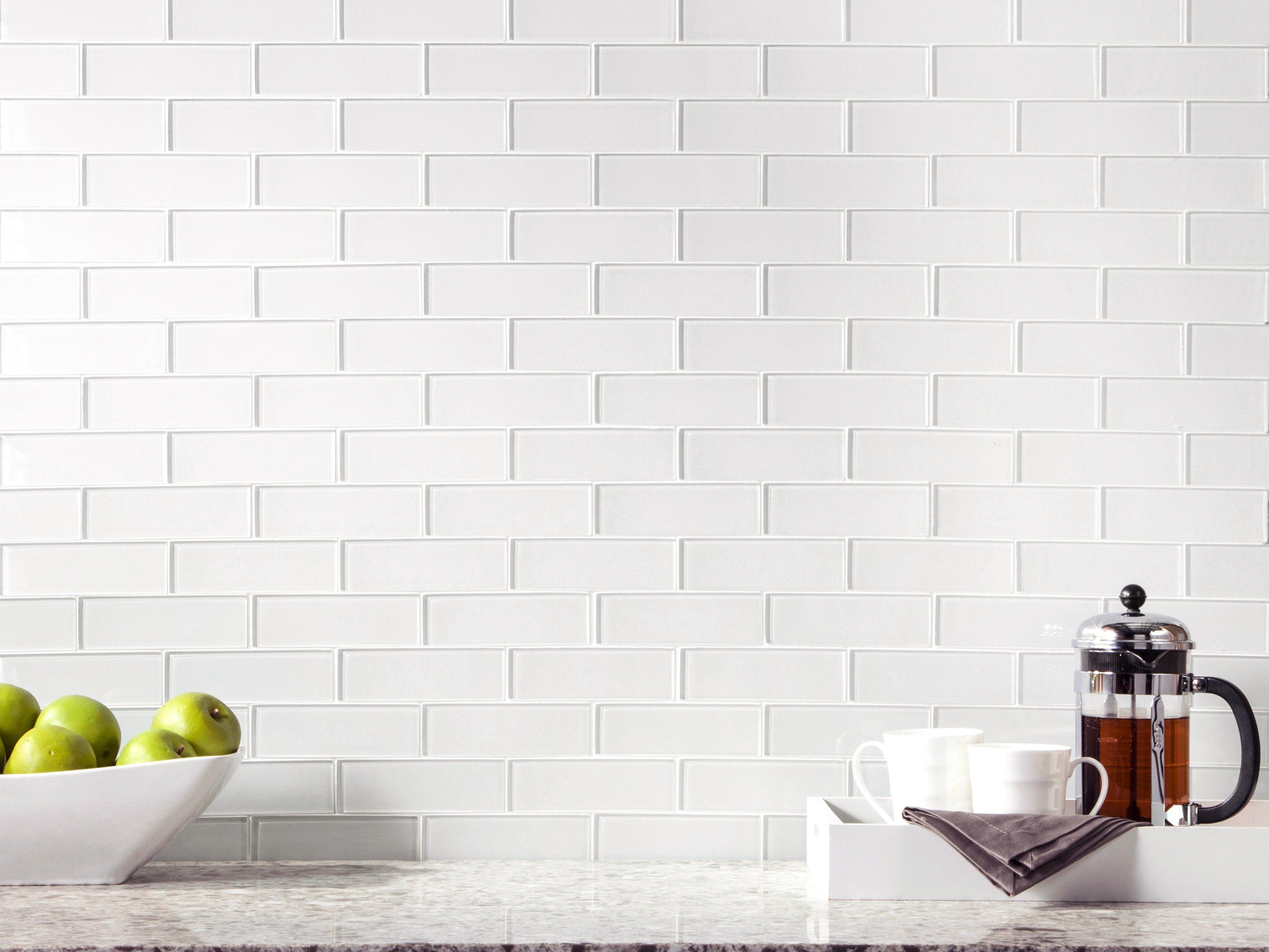 Snow Brick Glass Mosaic