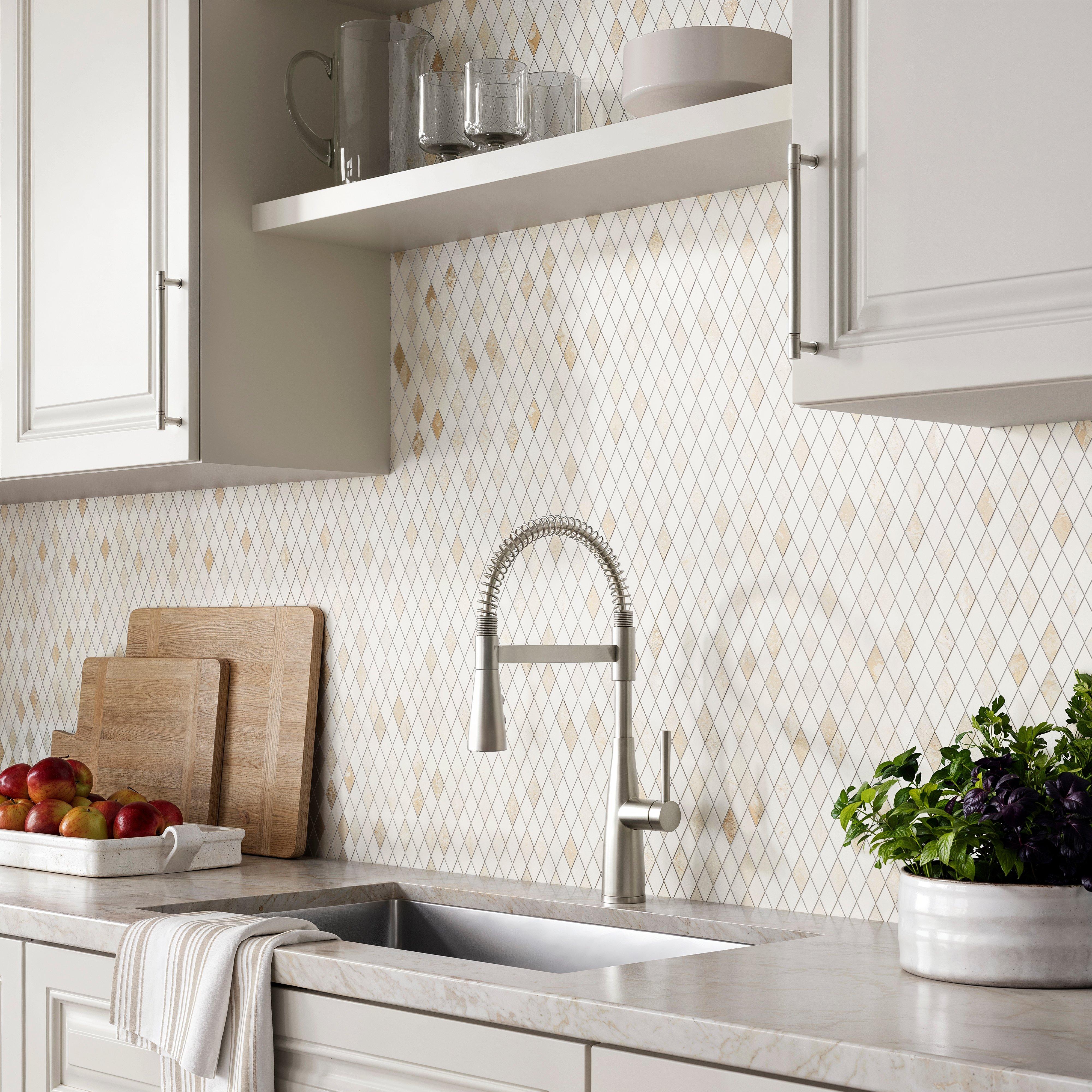 Crema Velluto Dolomite Polished Diamond Marble Mosaic