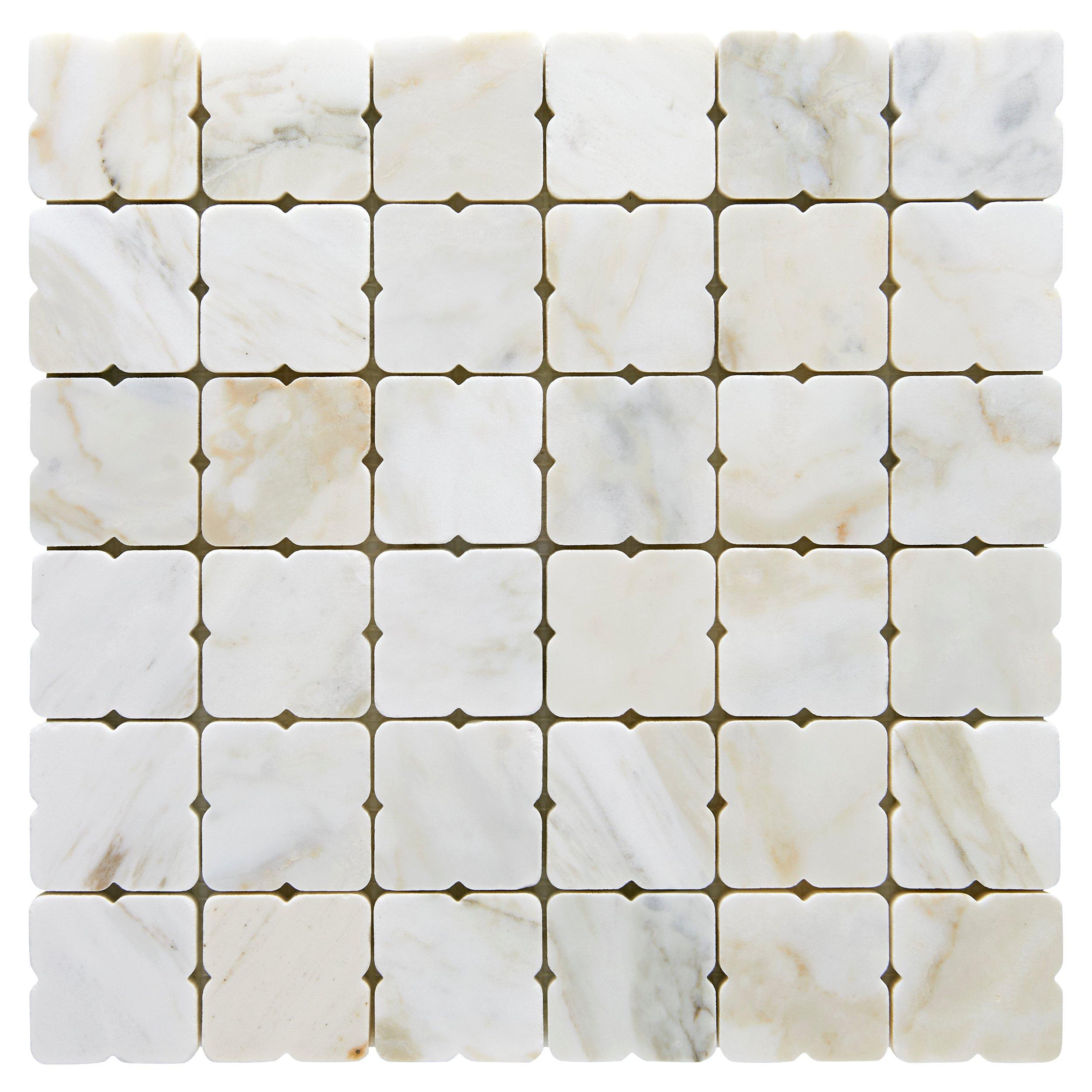 Calacatta Bluette Light Honed Square Marble Mosaic