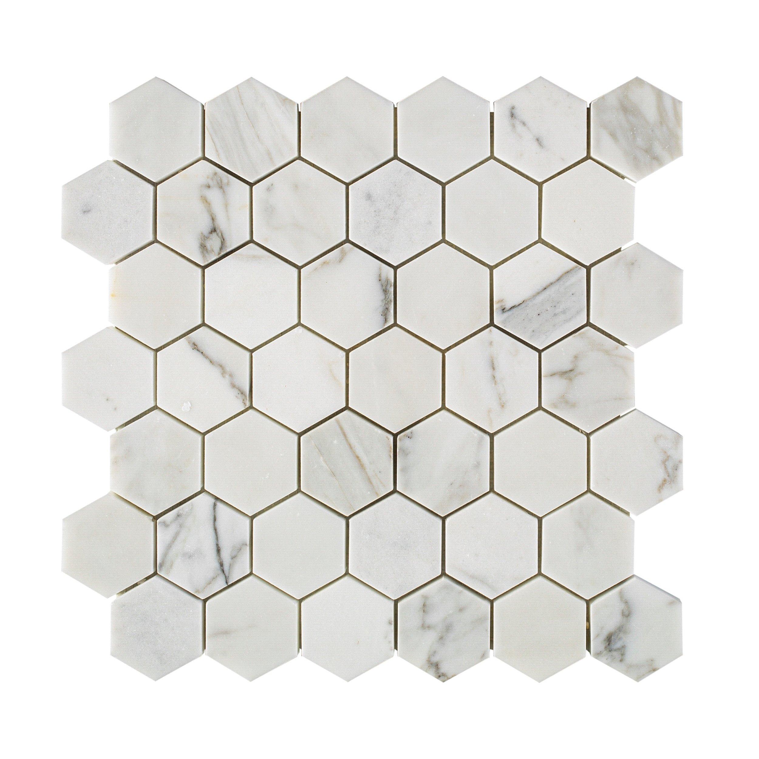 Calacatta Hexagon Polished Marble Mosaic