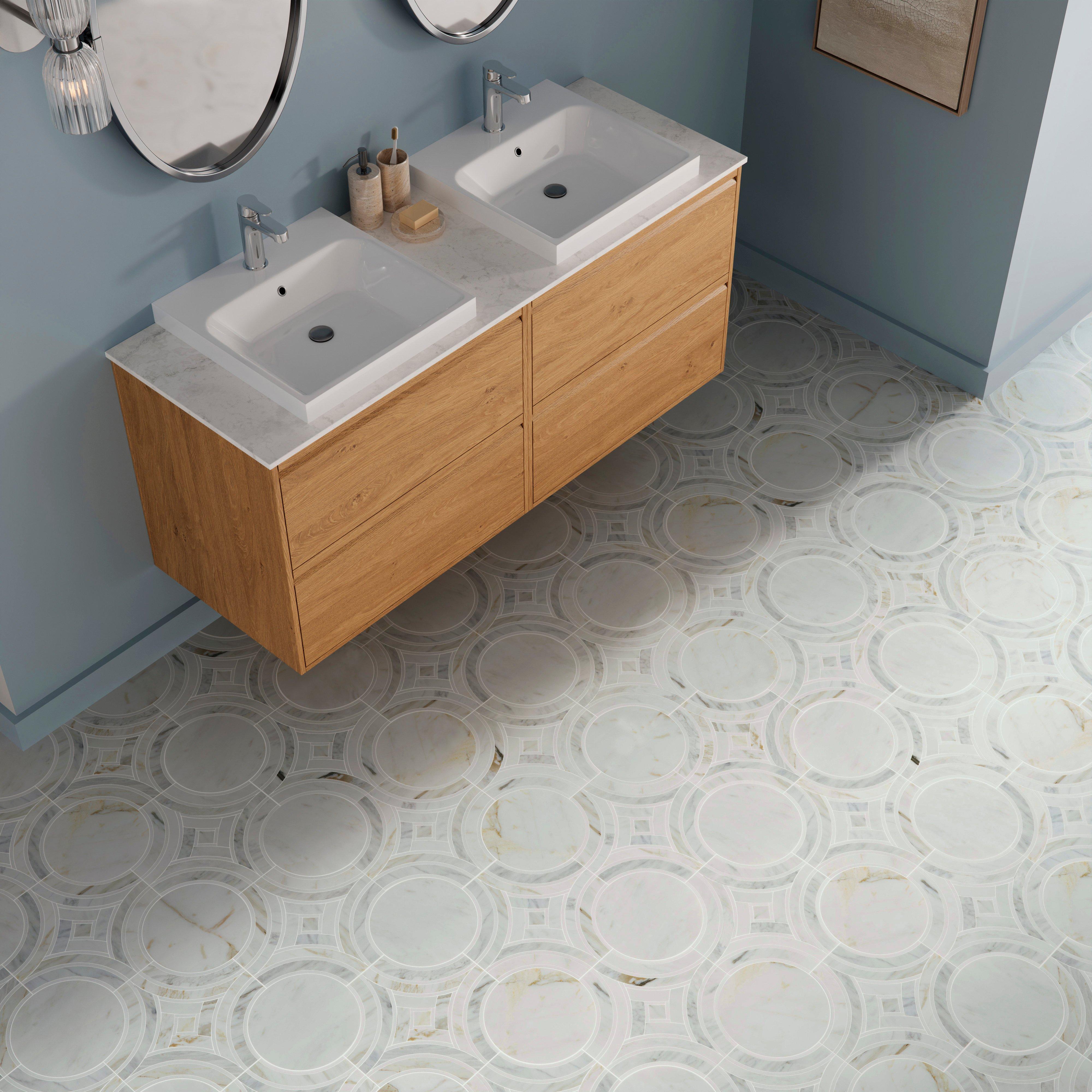 Lago Calacatta Bluette Light Waterjet Marble Mosaic