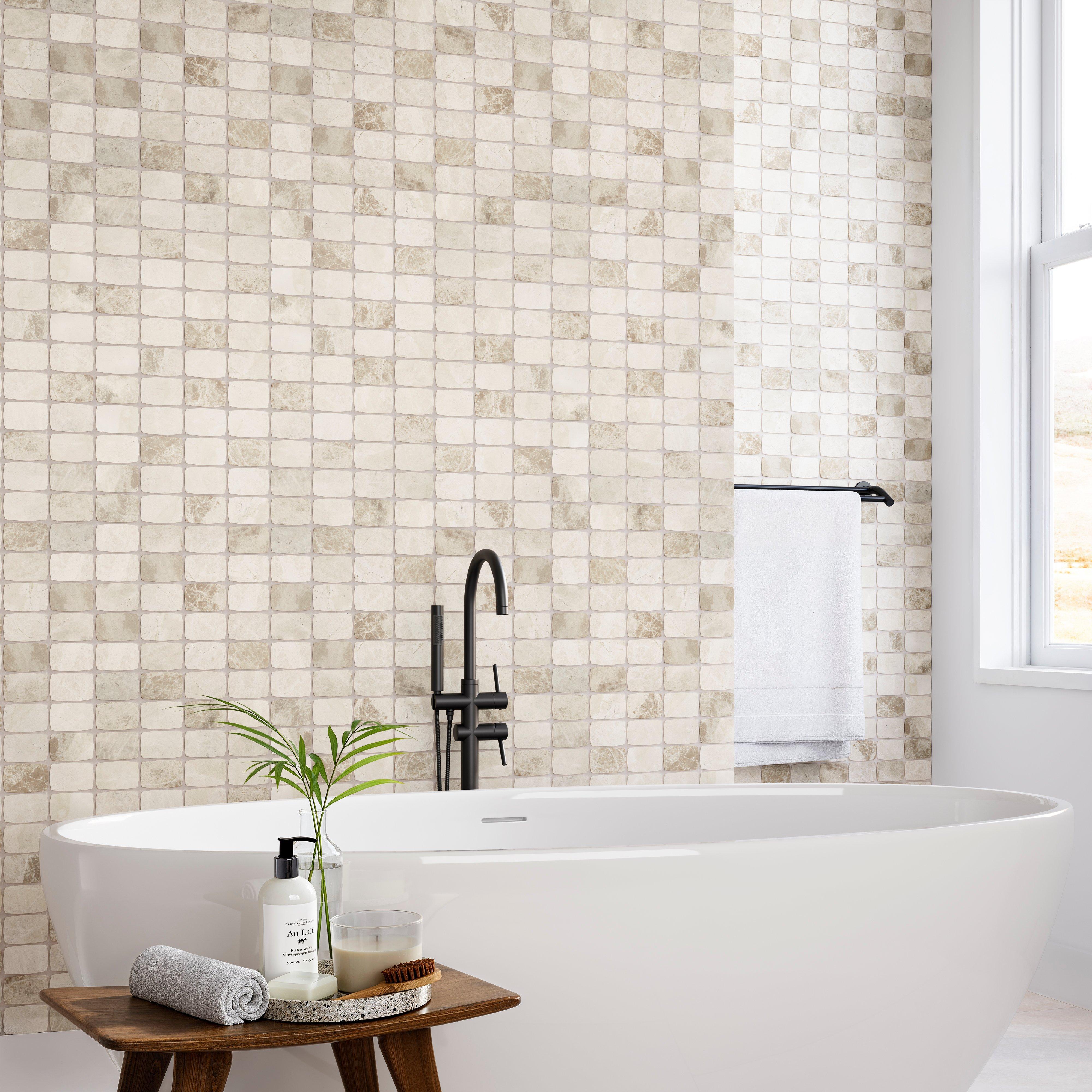 Crema Velluto Soft Brick Polished Marble Mosaic