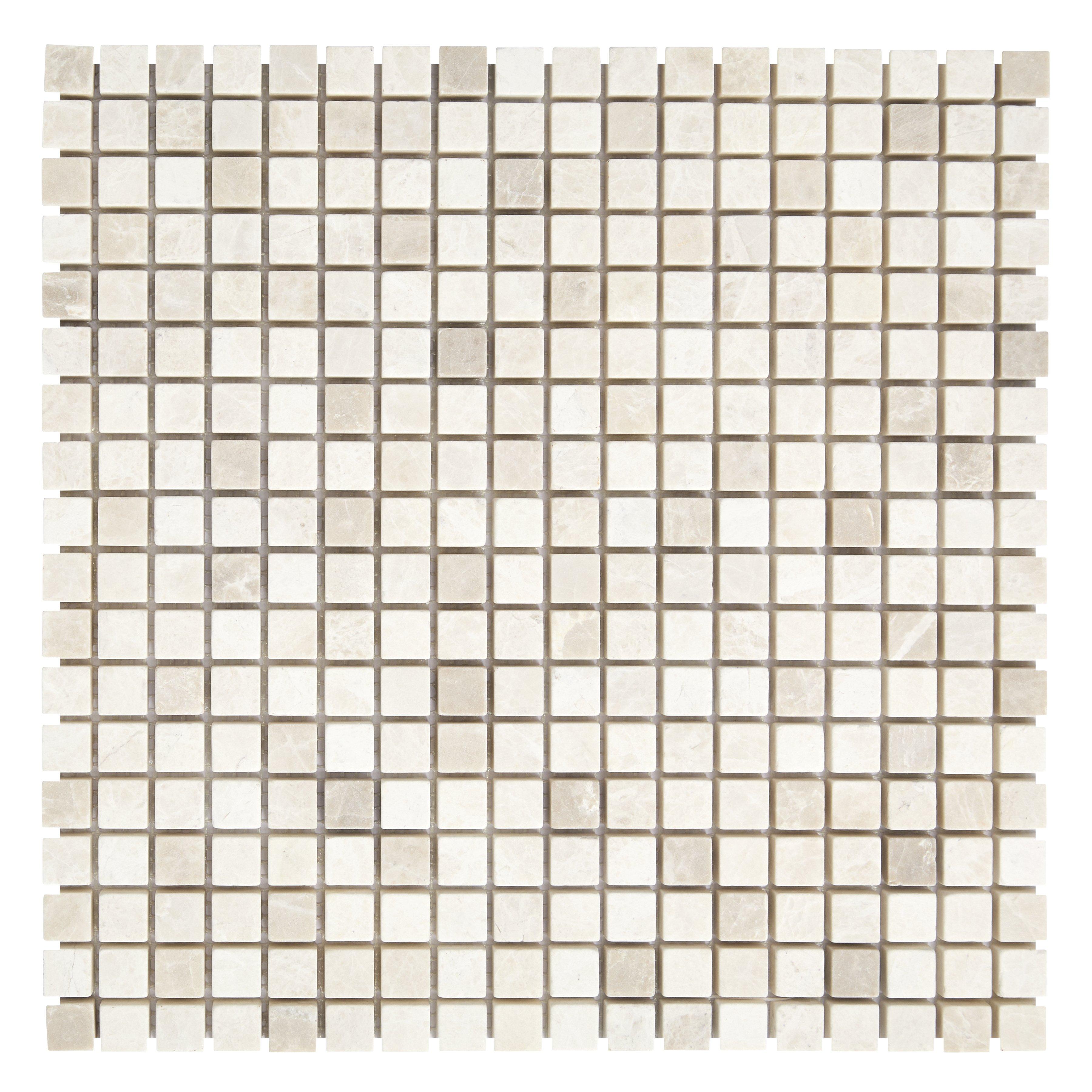 Crema Velluto Pixel Tumbled Marble Mosaic