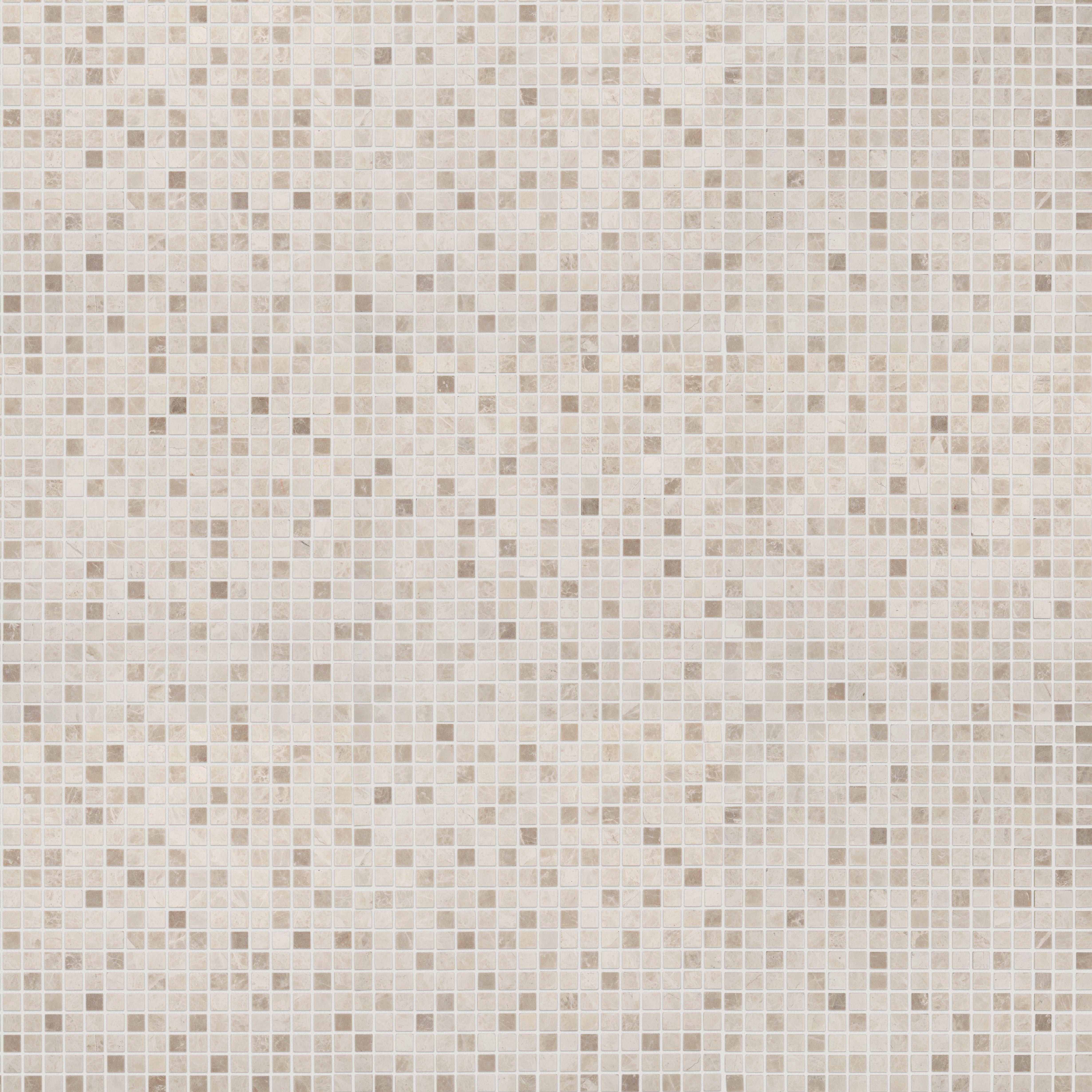 Crema Velluto Pixel Tumbled Marble Mosaic