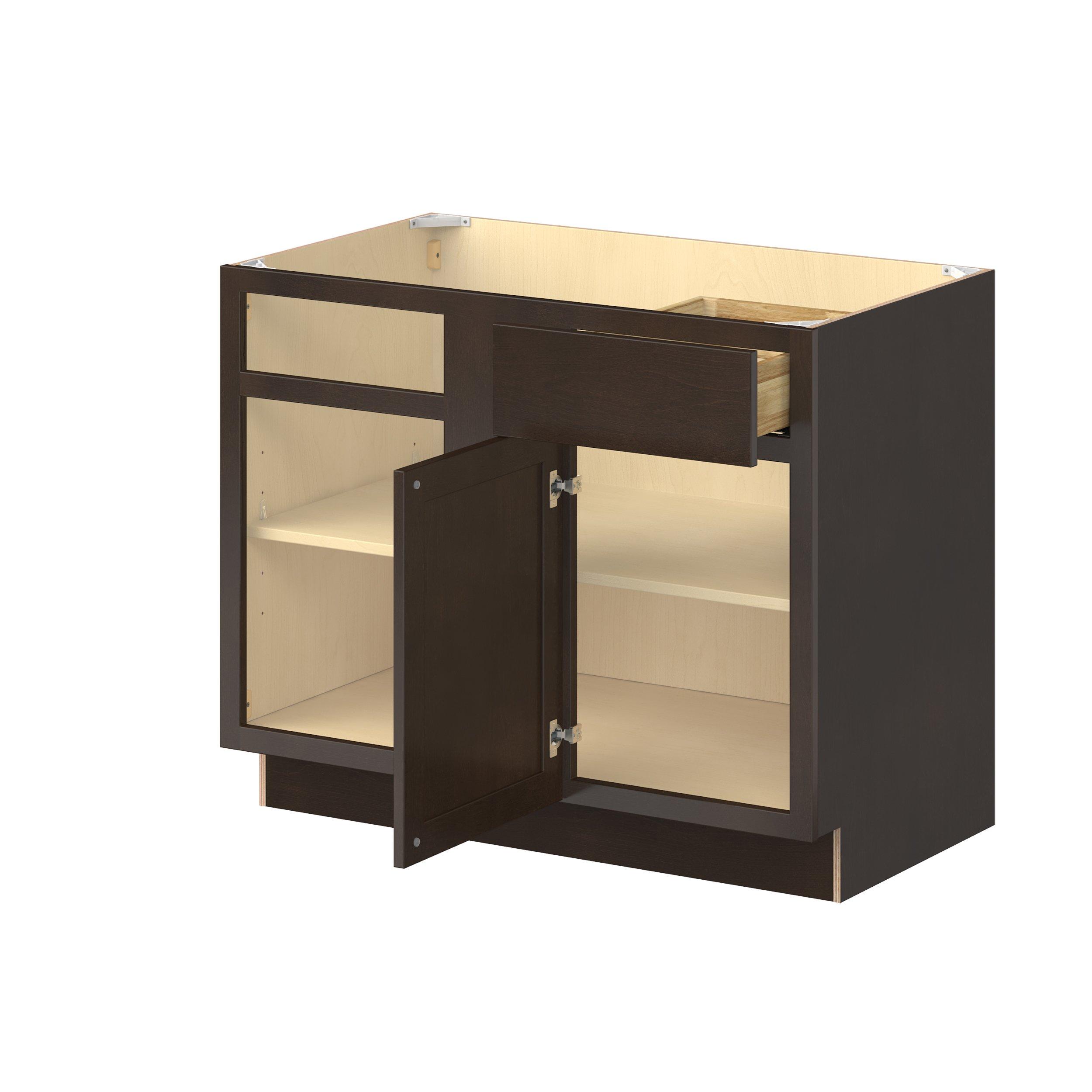 Baxley 42 in. Stained Cocoa Left Blind Corner Base Cabinet