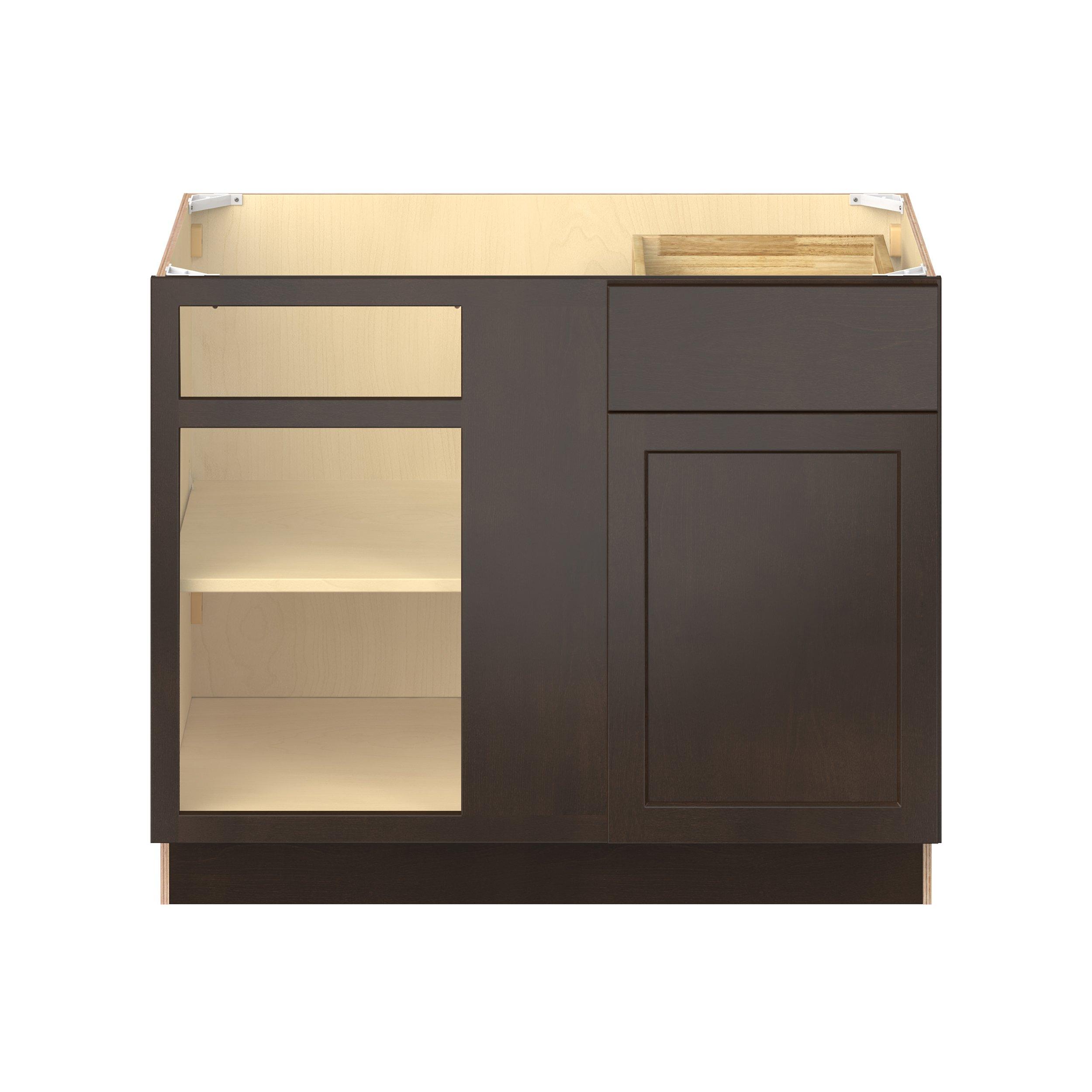 Baxley 42 in. Stained Cocoa Left Blind Corner Base Cabinet