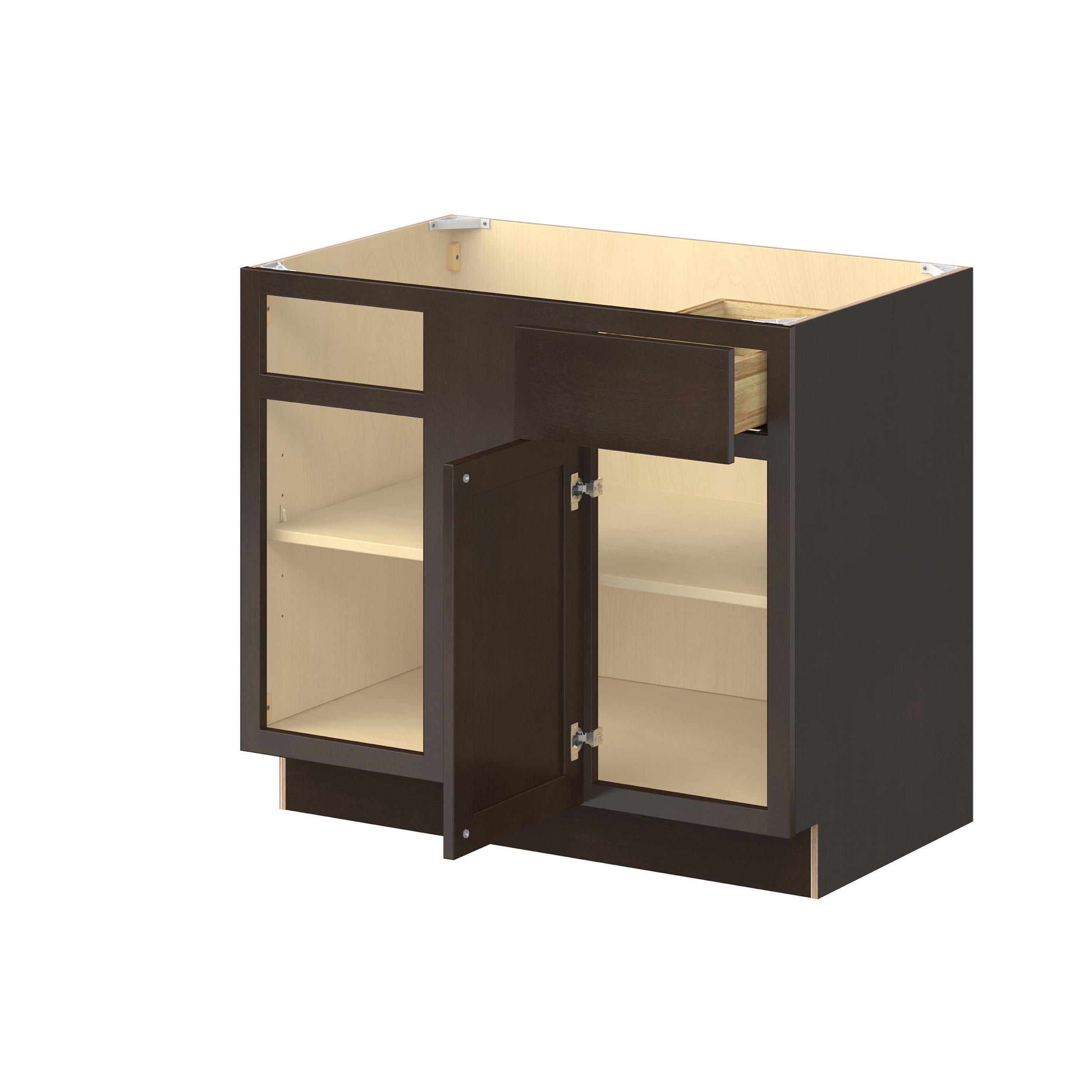 Baxley 39 in. Stained Cocoa Left Blind Corner Base Cabinet